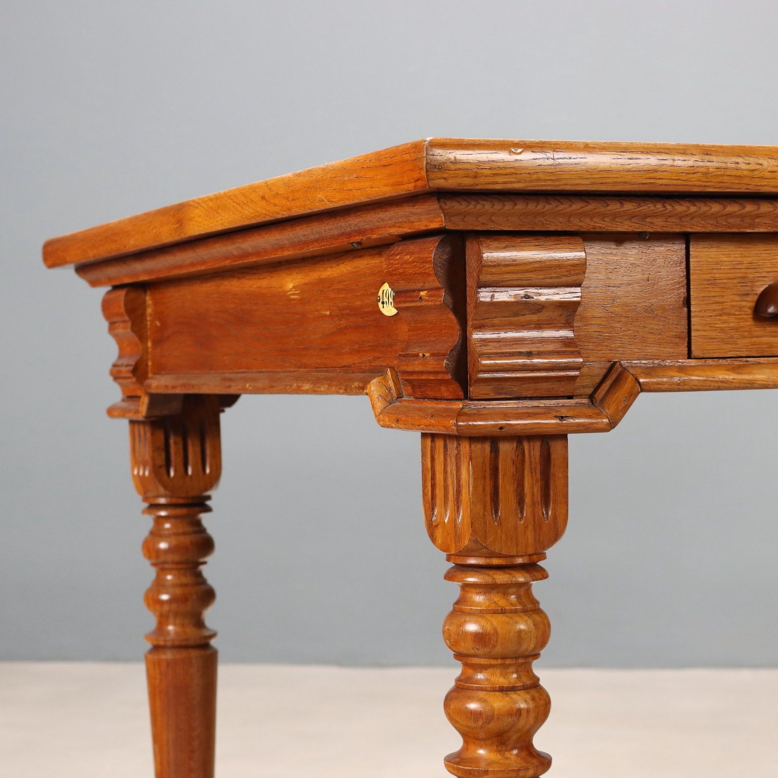 Antique Writing Desk Oak Black Laminate XX Century photo Furniture