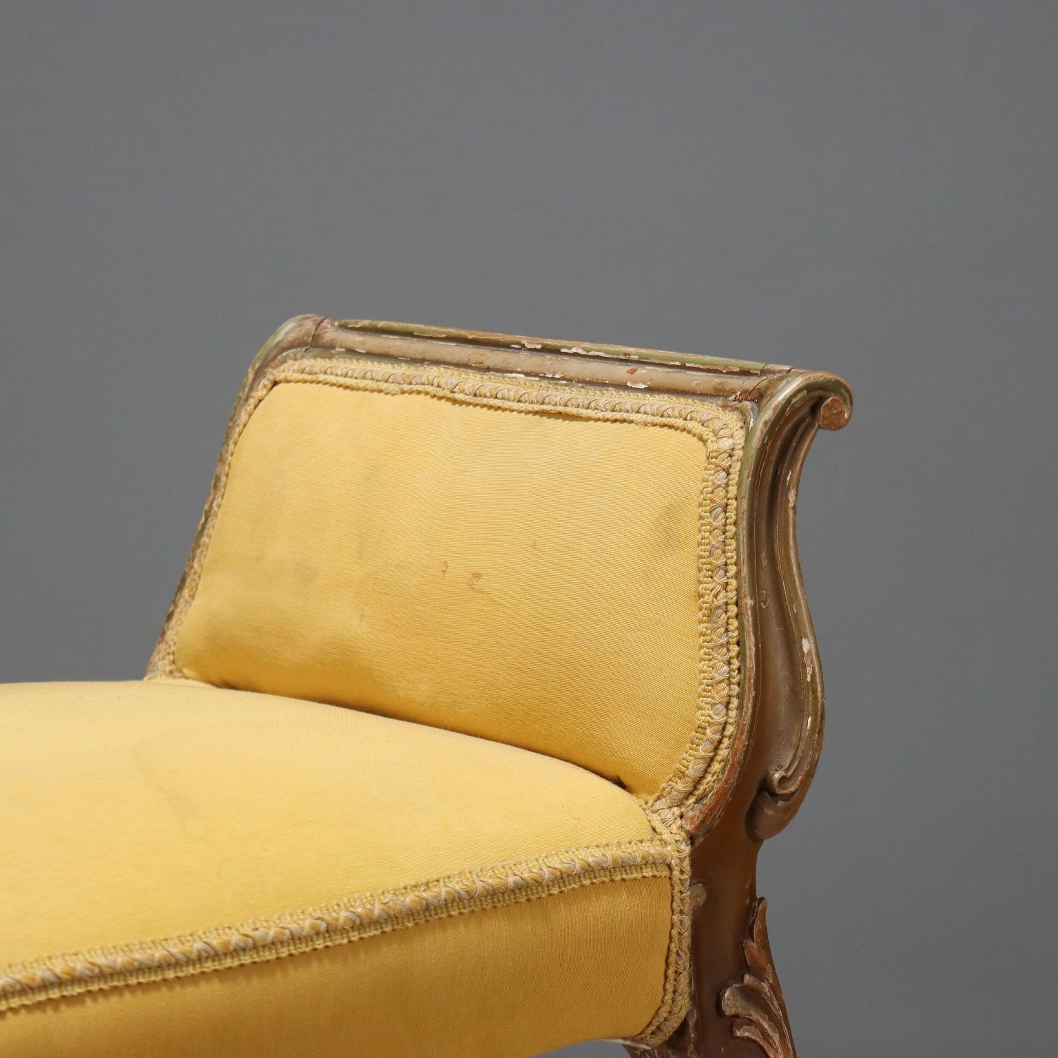 Bench Baroque Style Carved Wood Fabric XX Century photo Furniture
