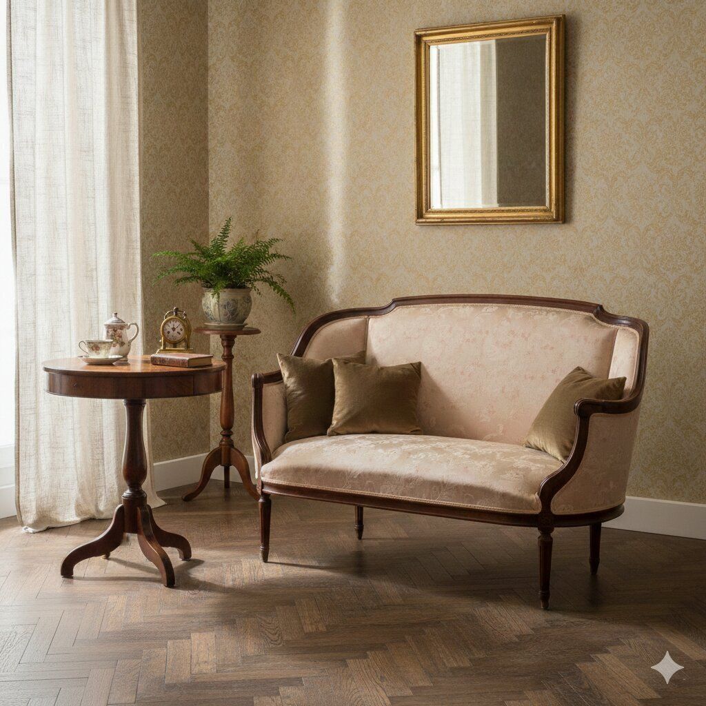 Sofa Neoclassical Style Walnut Carvings XIX Century photo furniture