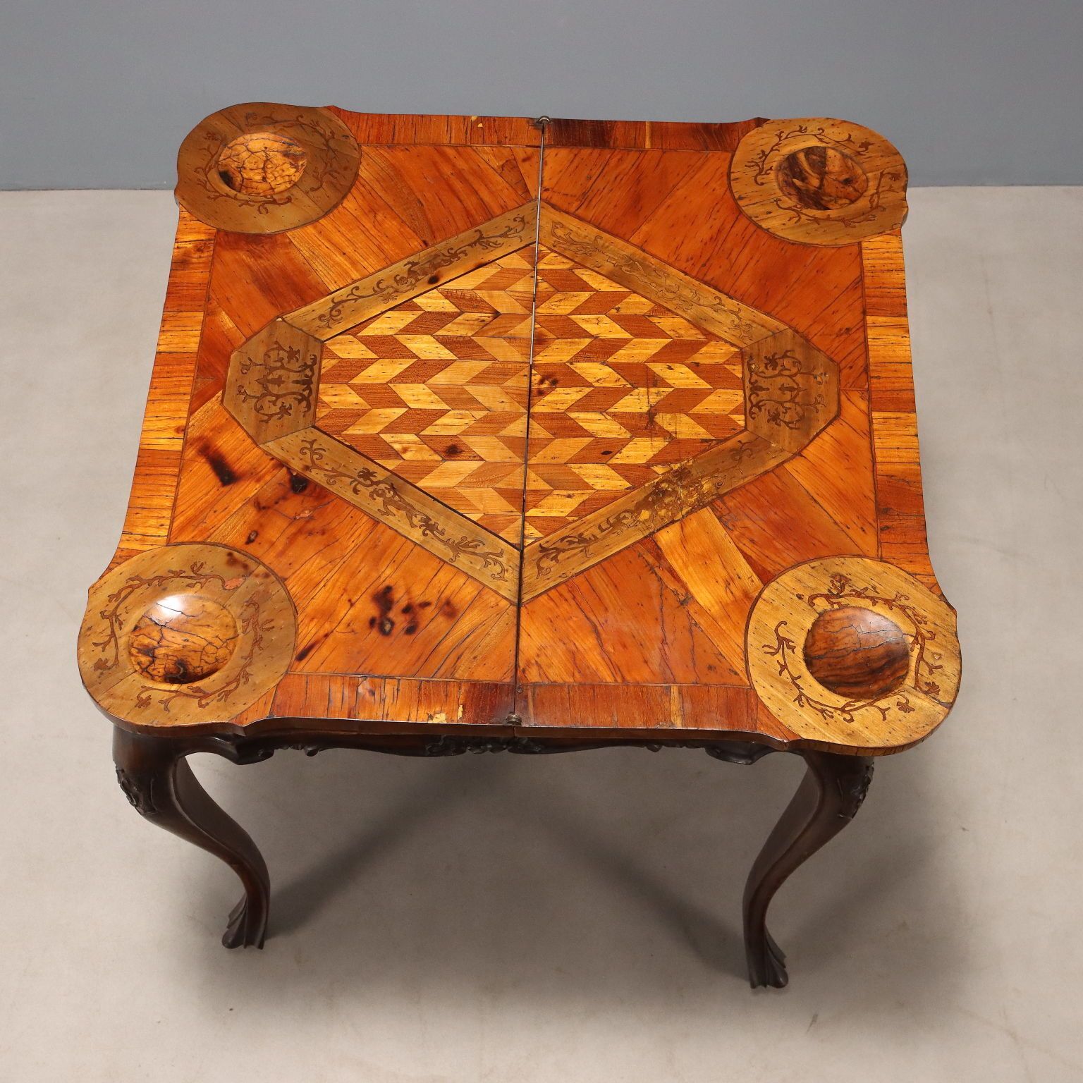 Antique Game Table Walnut Beech Openable Top Italy XX Century photo for sale