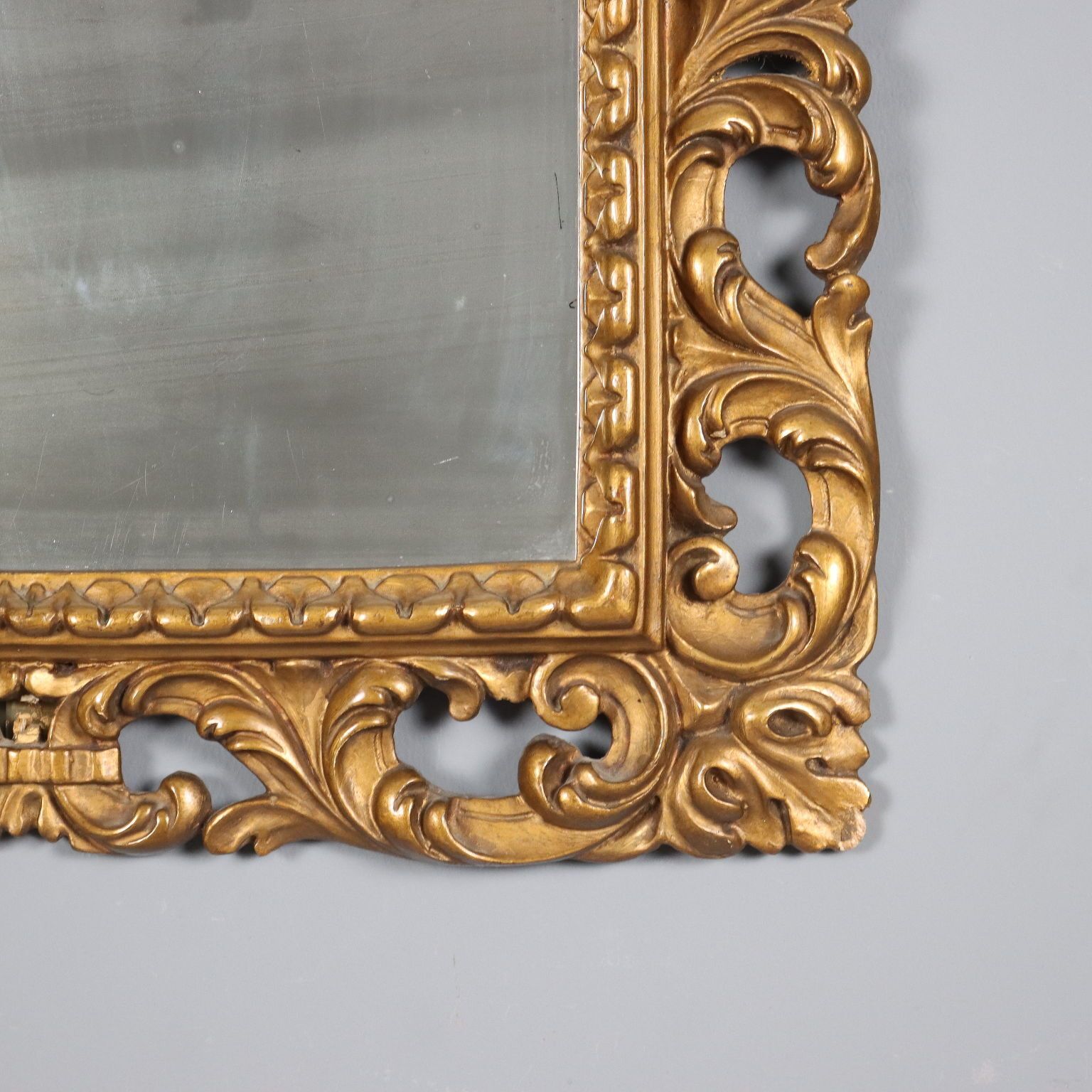 Antique Mirror Carved Gilded Wood Italy XX Century photo vinterior