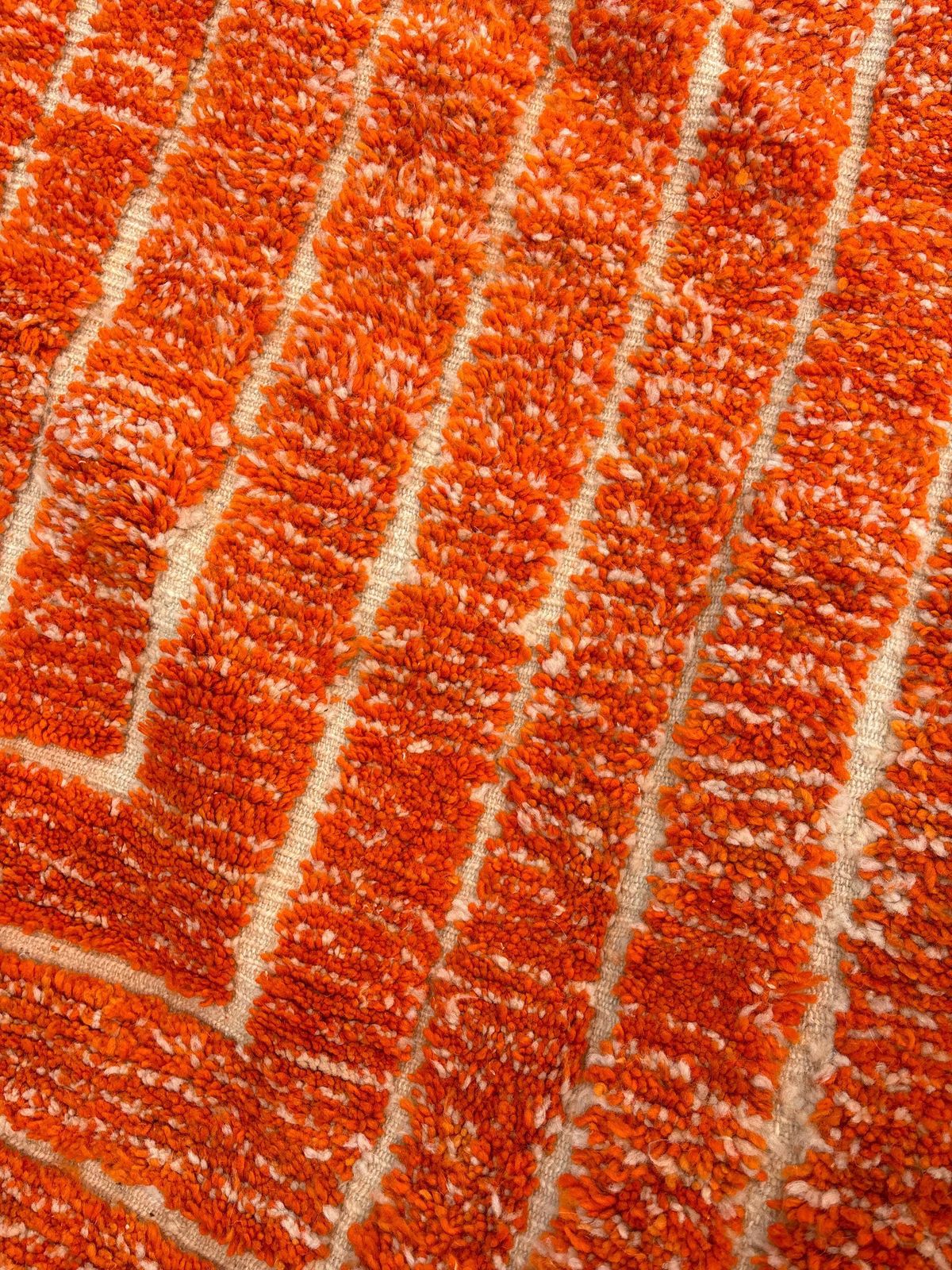 Handmade Moroccan Berber Mrirt Rug – Orange Wool Rug 200x300 Cm –Modern Textured Carpet – Bold Abstract Design – Large Living Room Area Rug photo vinterior