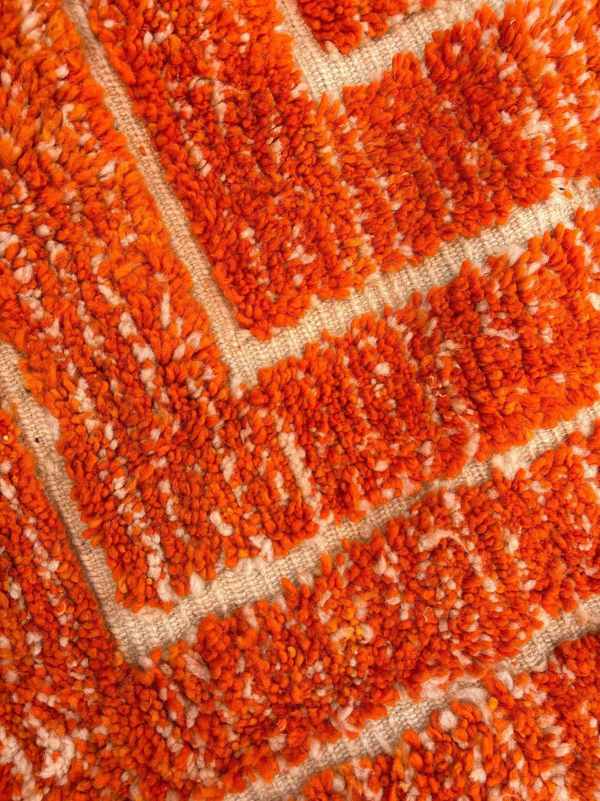 photo furniture Handgemaakt Marokkaans Berber Mrirt Tapijt – Oranje Wollen Tapijt 200x300 Cm – Modern Getextureerd Vloerkleed – Abstract Ontwerp – Groot Woonkamertapijt