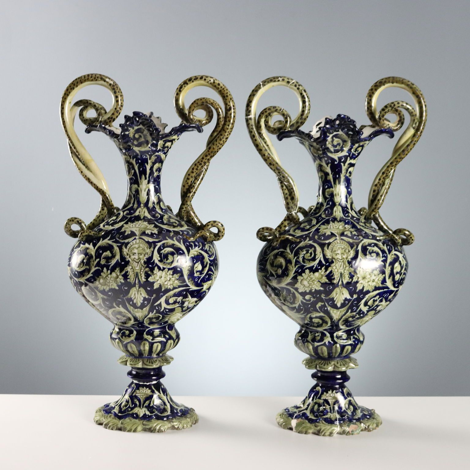 photo furniture Amphorae Neo Renaissance Style Majolica Italy XIX Century