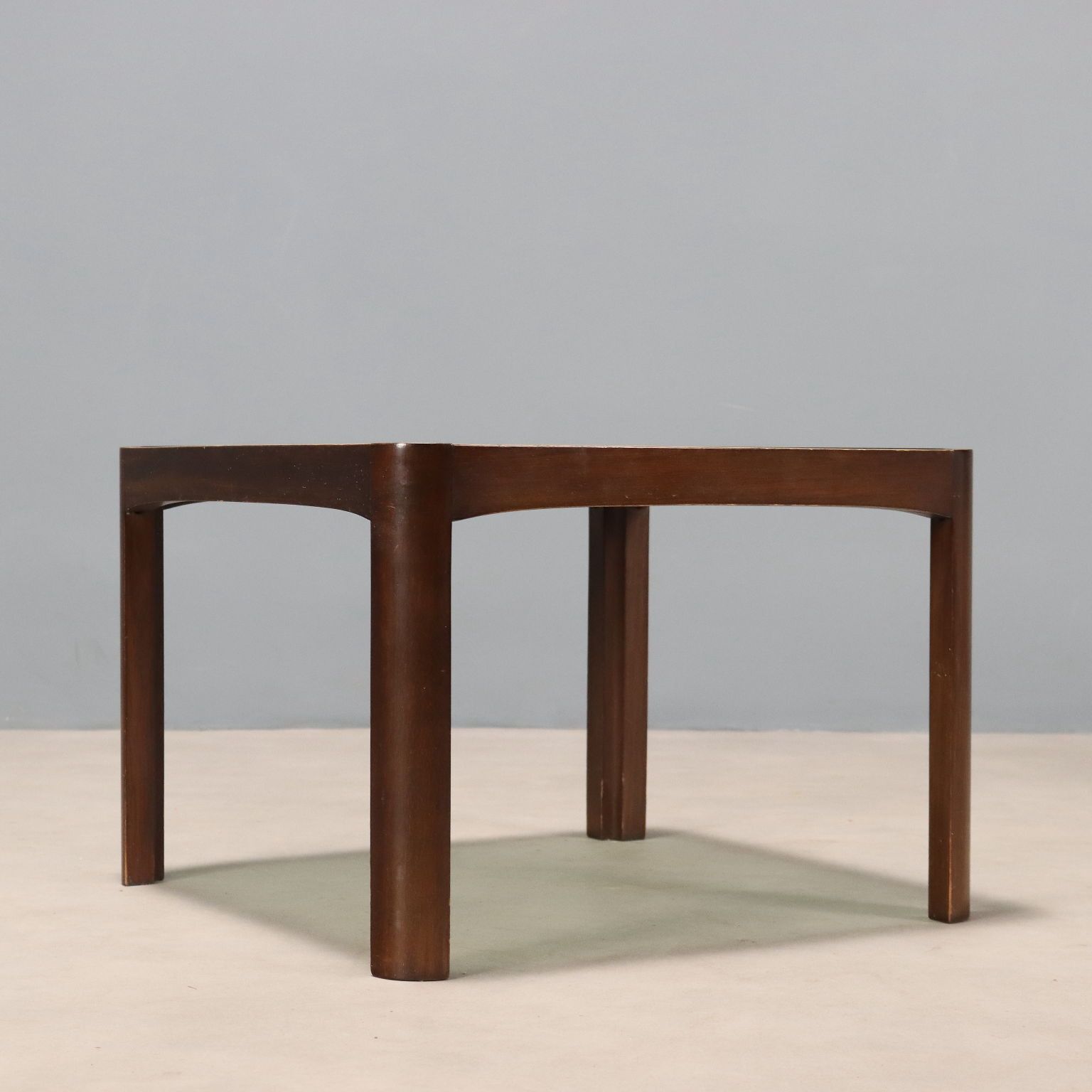 Vintage Small Table Painted Beech Smoked Glass Design 1970s 80s photo vintage