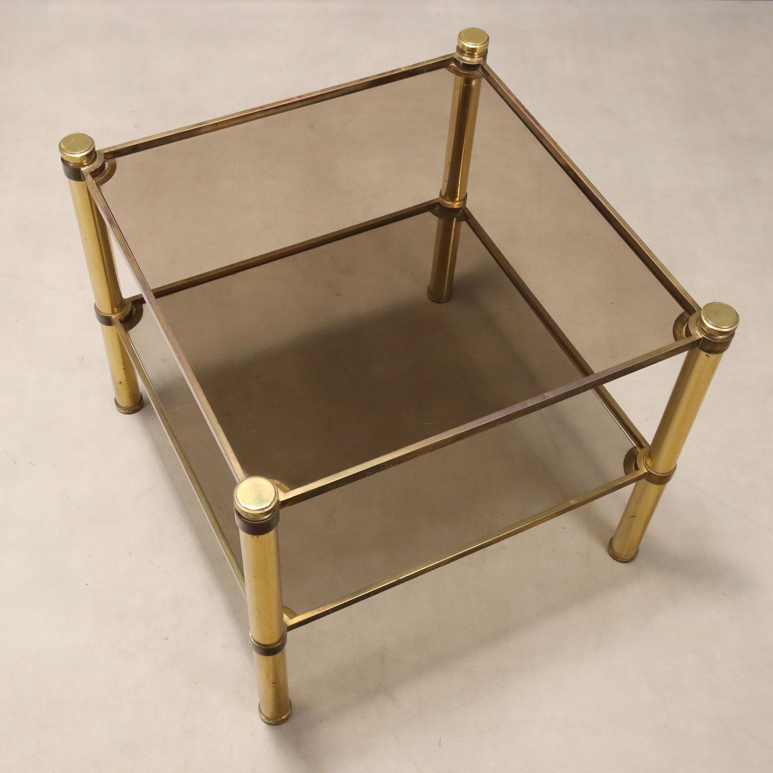 Vintage Coffee Table Brass Glass Top Design Italy 1970s photo vintage