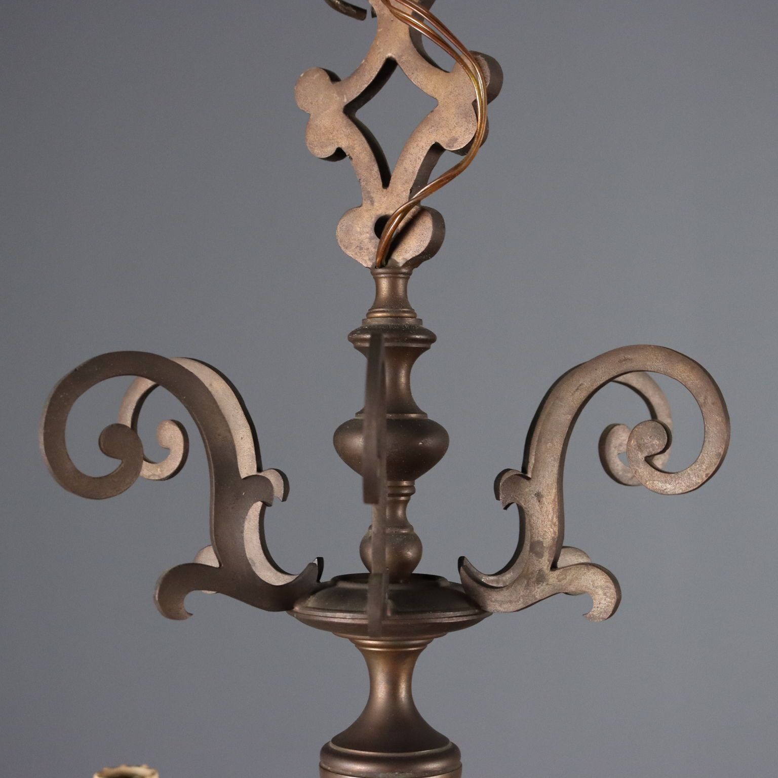 Antique Chandelier Bronze Metal 6 Lights Netherlands XX Century photo buy