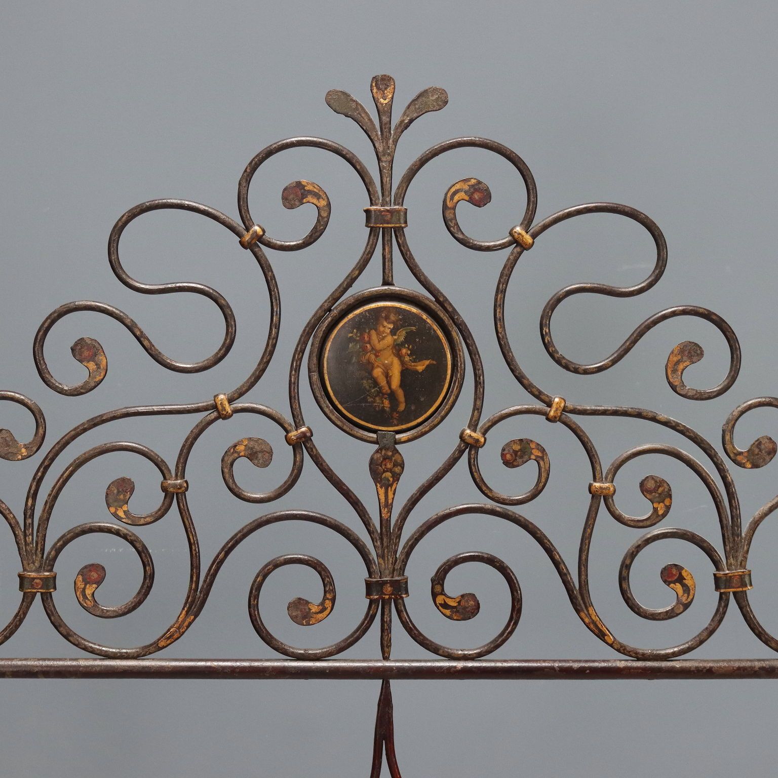 Antique Single Bed Lacquered Painted Iron Italy XIX Century photo Furniture
