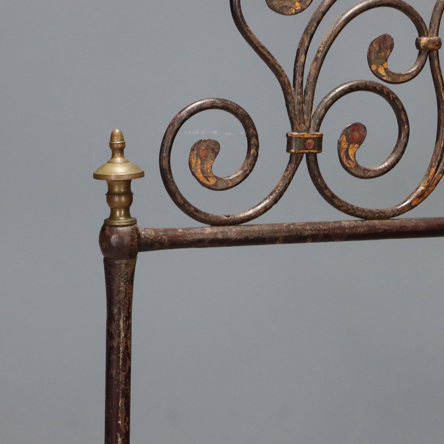 Antique Single Bed Lacquered Painted Iron Italy XIX Century photo 1240.0