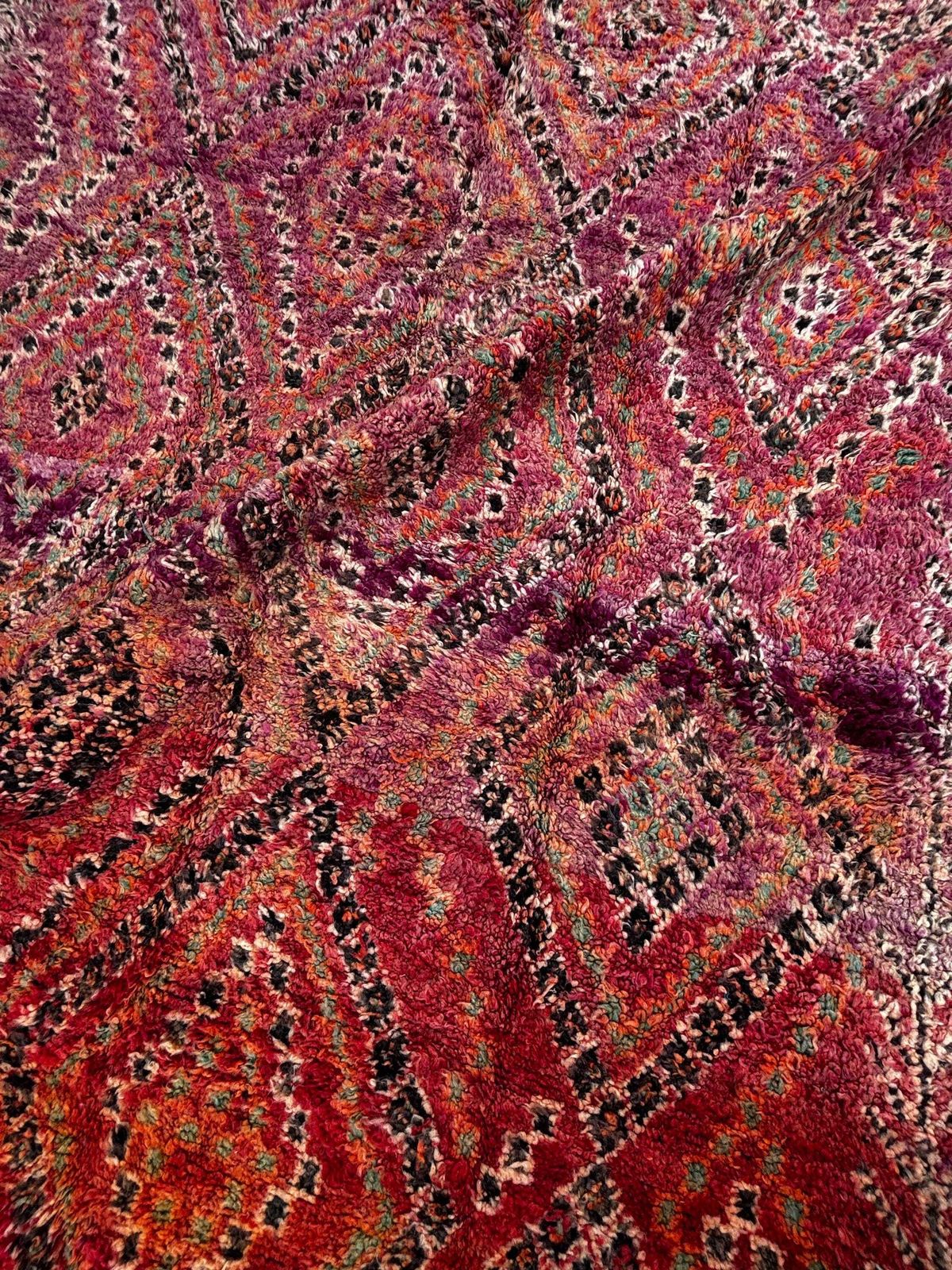 Rare Vintage Moroccan Boujad Rug 220x360 Cm – Handmade Berber Wool Rug – Large Tribal Area Rug – Authentic Moroccan Carpet photo vintage