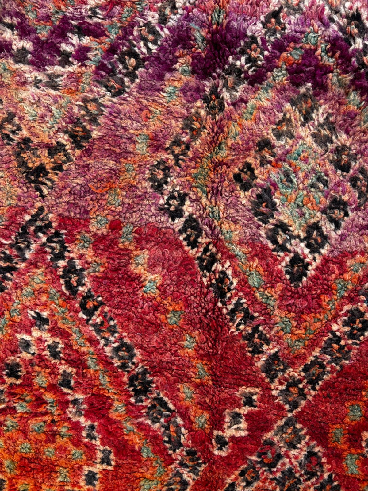 1824.0 Rare Vintage Moroccan Boujad Rug 220x360 Cm – Handmade Berber Wool Rug – Large Tribal Area Rug – Authentic Moroccan Carpet photo
