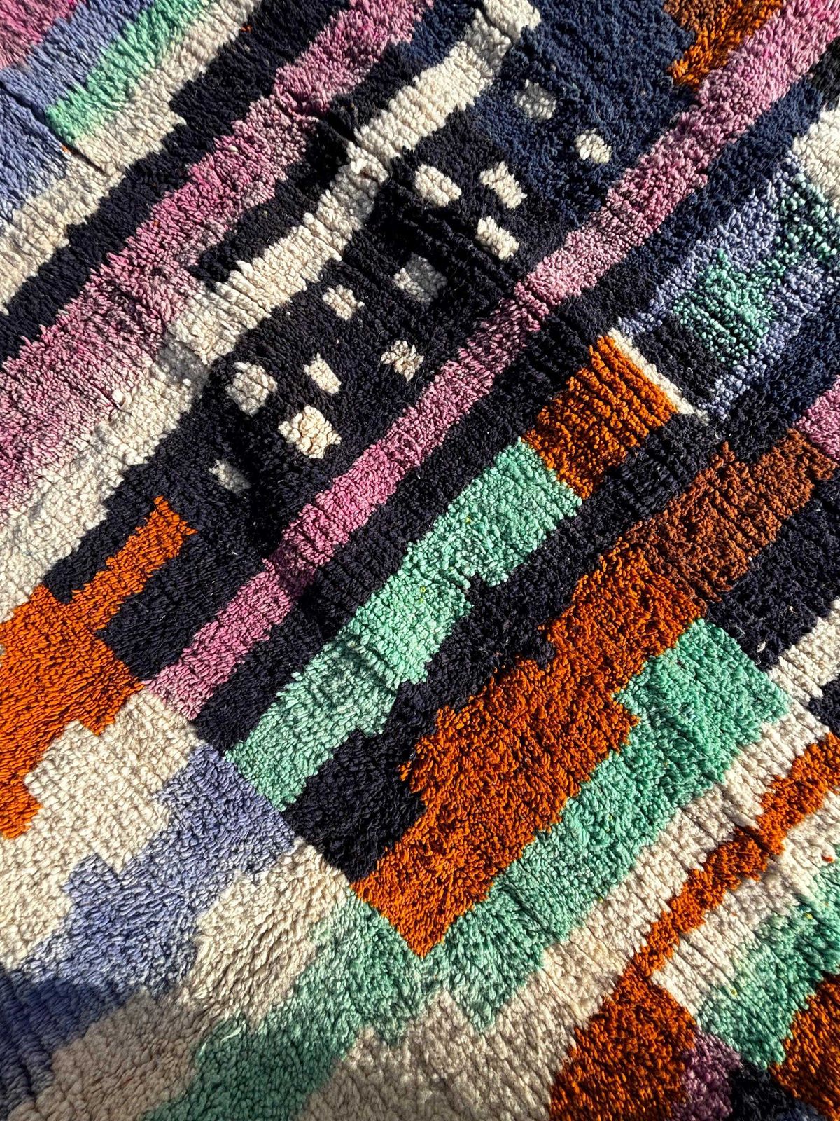 Moroccan Boujad Rug 200x300 Cm Handmade Wool Rug – Colorful Berber Area Rug – Large Ethnic Boho Living Room Carpet photo vinterior
