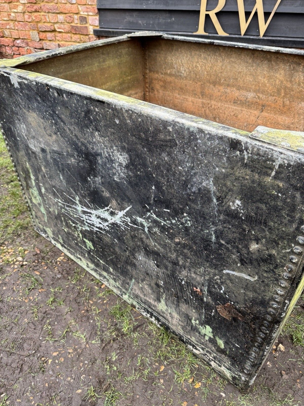 photo furniture Riveted Galvanised Trough Garden Planter /  Raised Flower Bed Plant Pot Log Store Z10