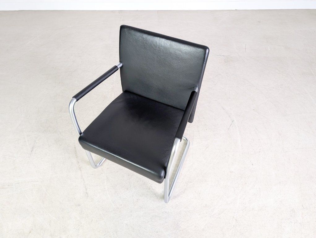 Set Of 5 Walter Knoll Jason Lite 1500 Chairs, Black Leather photo buy