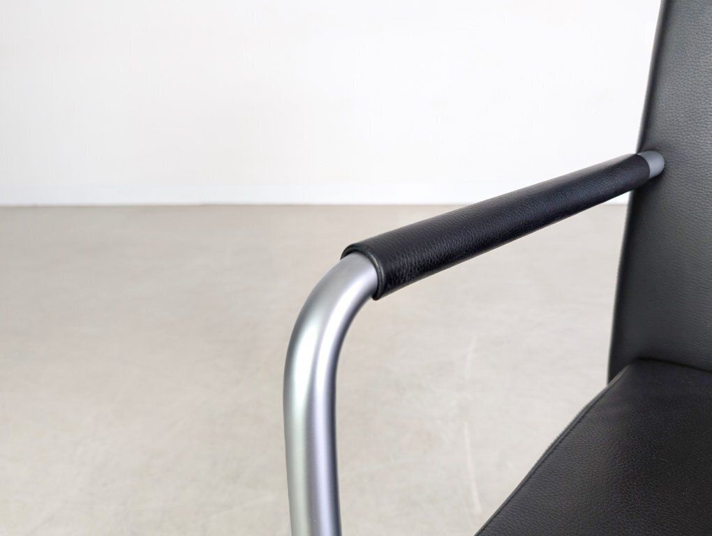 Set Of 5 Walter Knoll Jason Lite 1500 Chairs, Black Leather photo vintage