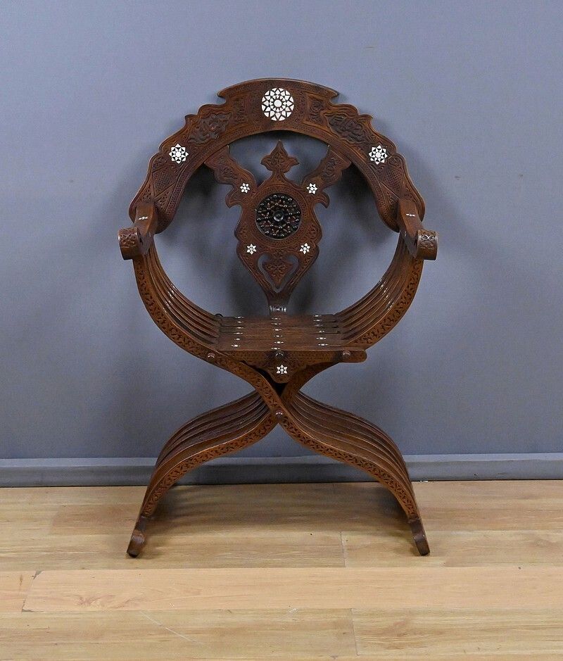 Furniture Syrian Walnut Armchair – Late 19th Century photo