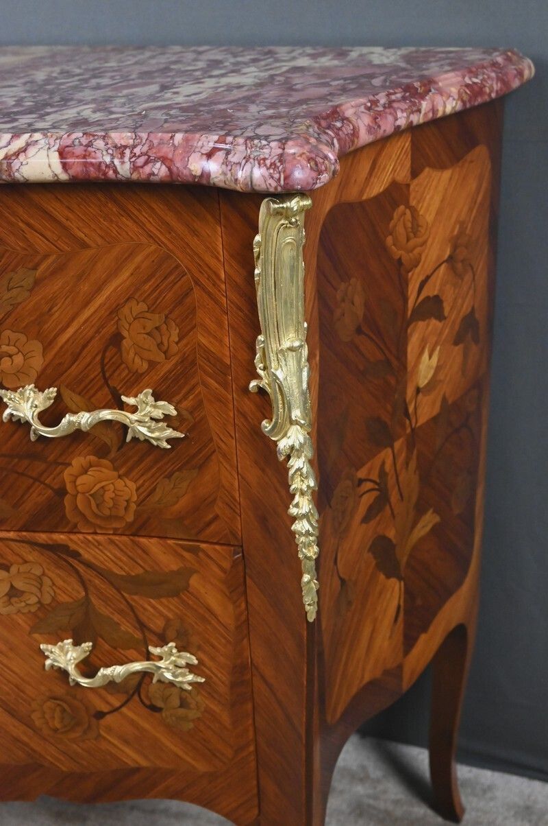 Small Marquetry Commode, Louis XV Style – Early 20th Century photo buy