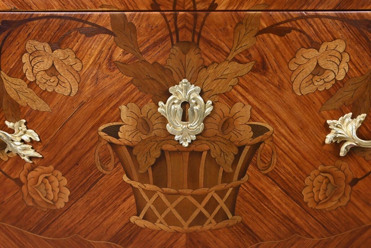 photo for sale Small Marquetry Commode, Louis XV Style – Early 20th Century