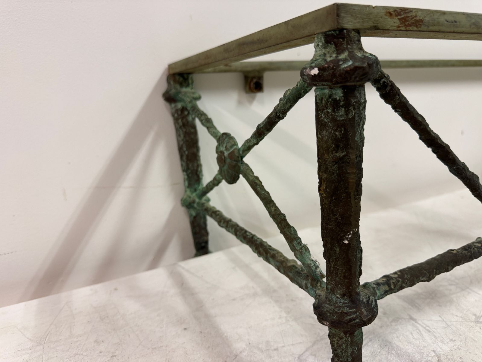Furniture Bronze And Marble Wall Hung Console In The Style Of Giacometti photo