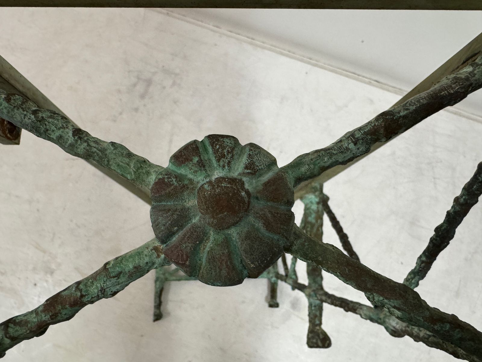 photo buy Bronze And Marble Wall Hung Console In The Style Of Giacometti