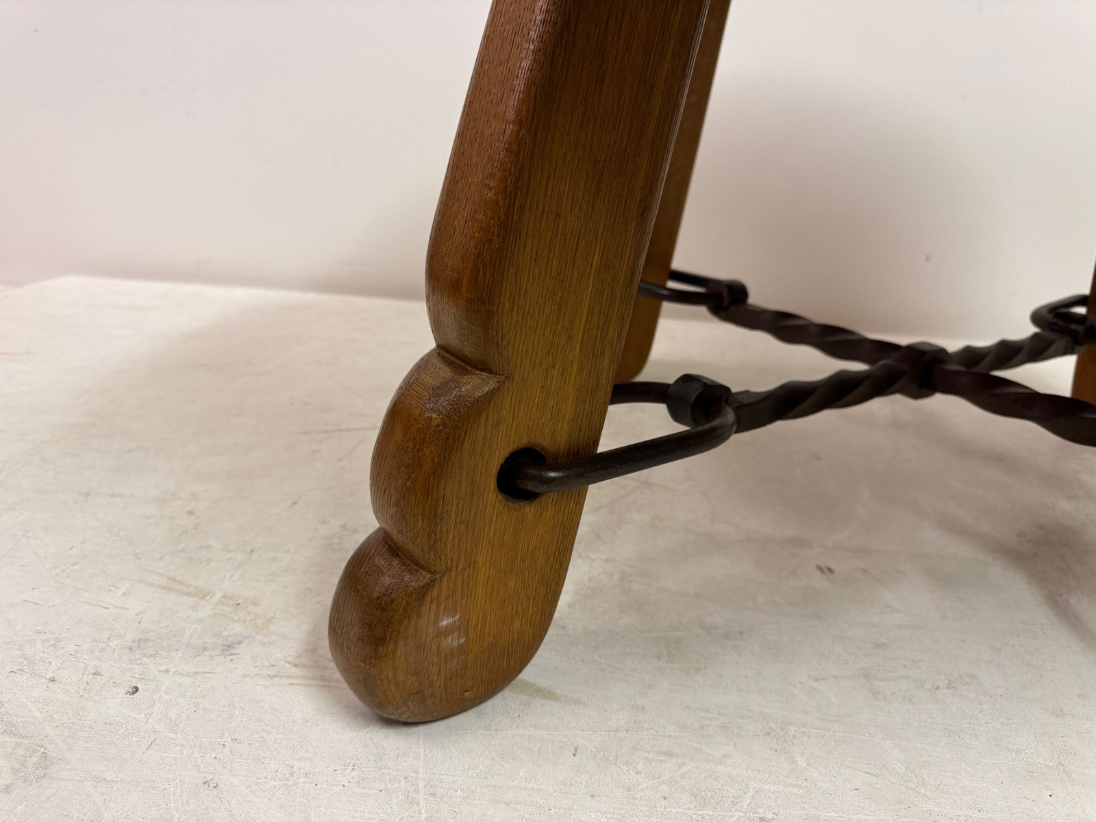1960s French Oak And Wrought Iron Coffee Table photo vinterior
