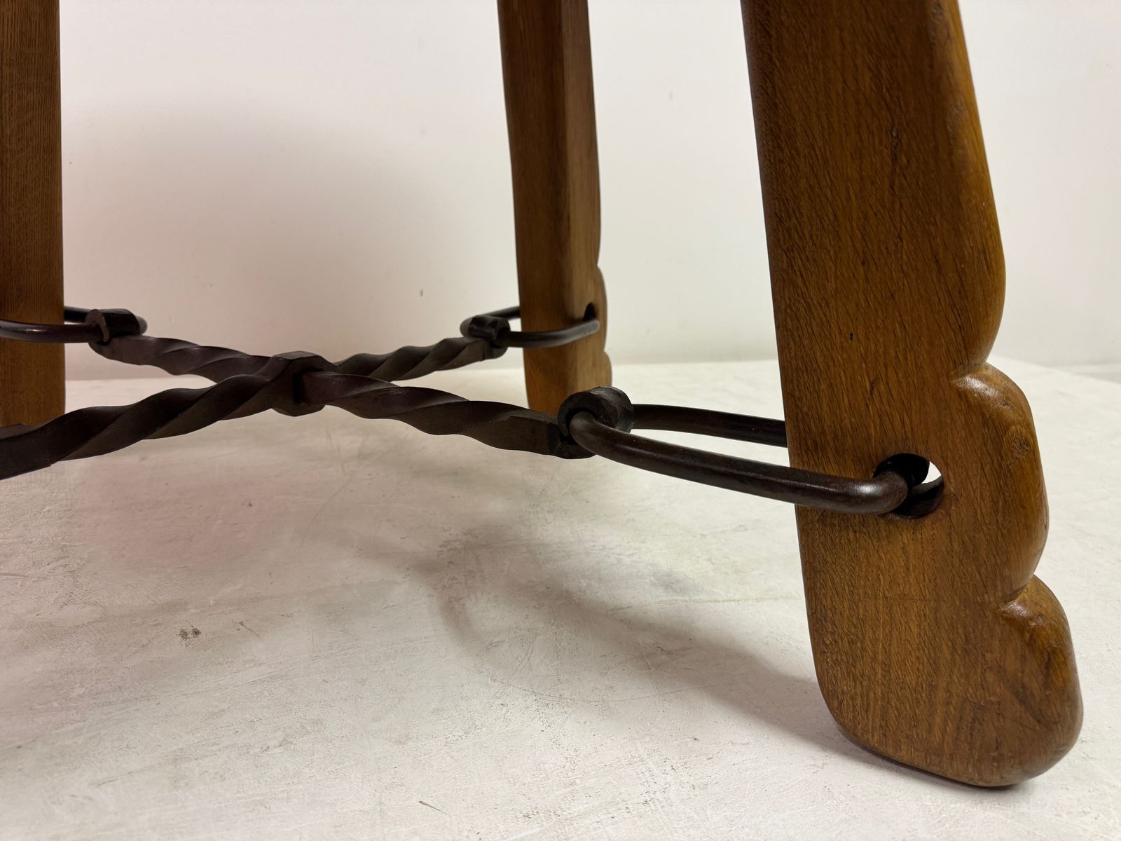 1960s French Oak And Wrought Iron Coffee Table photo buy