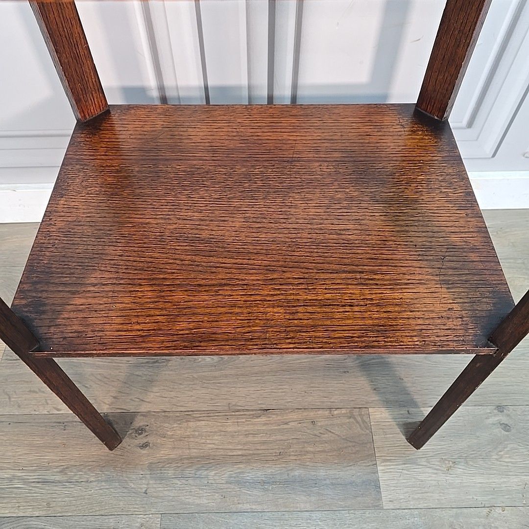 Antique Oak Side Table Two Tier Hall Lamp Plant Stand Arts Crafts Jacobean photo buy