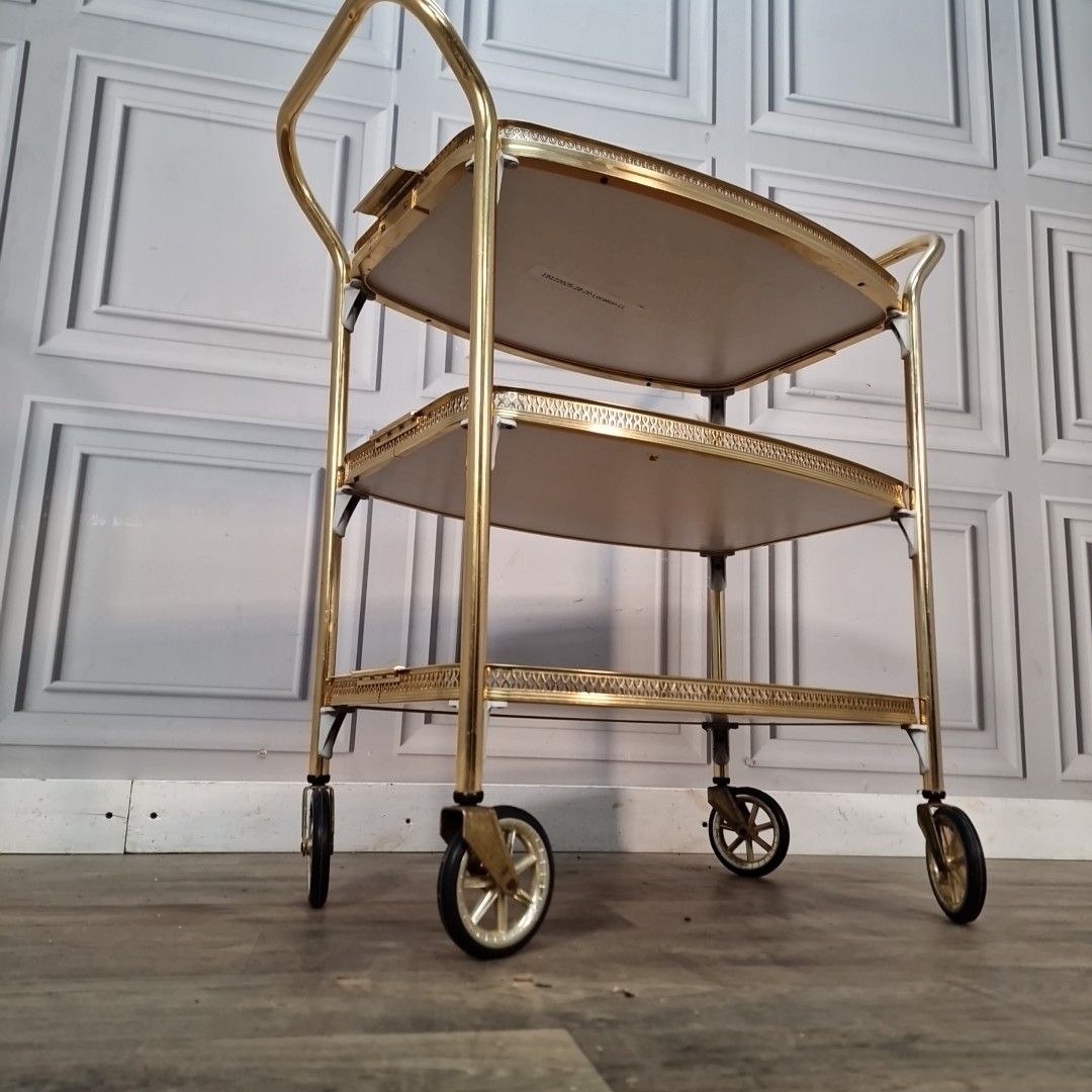 Vintage Drinks Tea Trolley Bar Cocktail Cart Retro Hollywood Regency Mcm photo for sale
