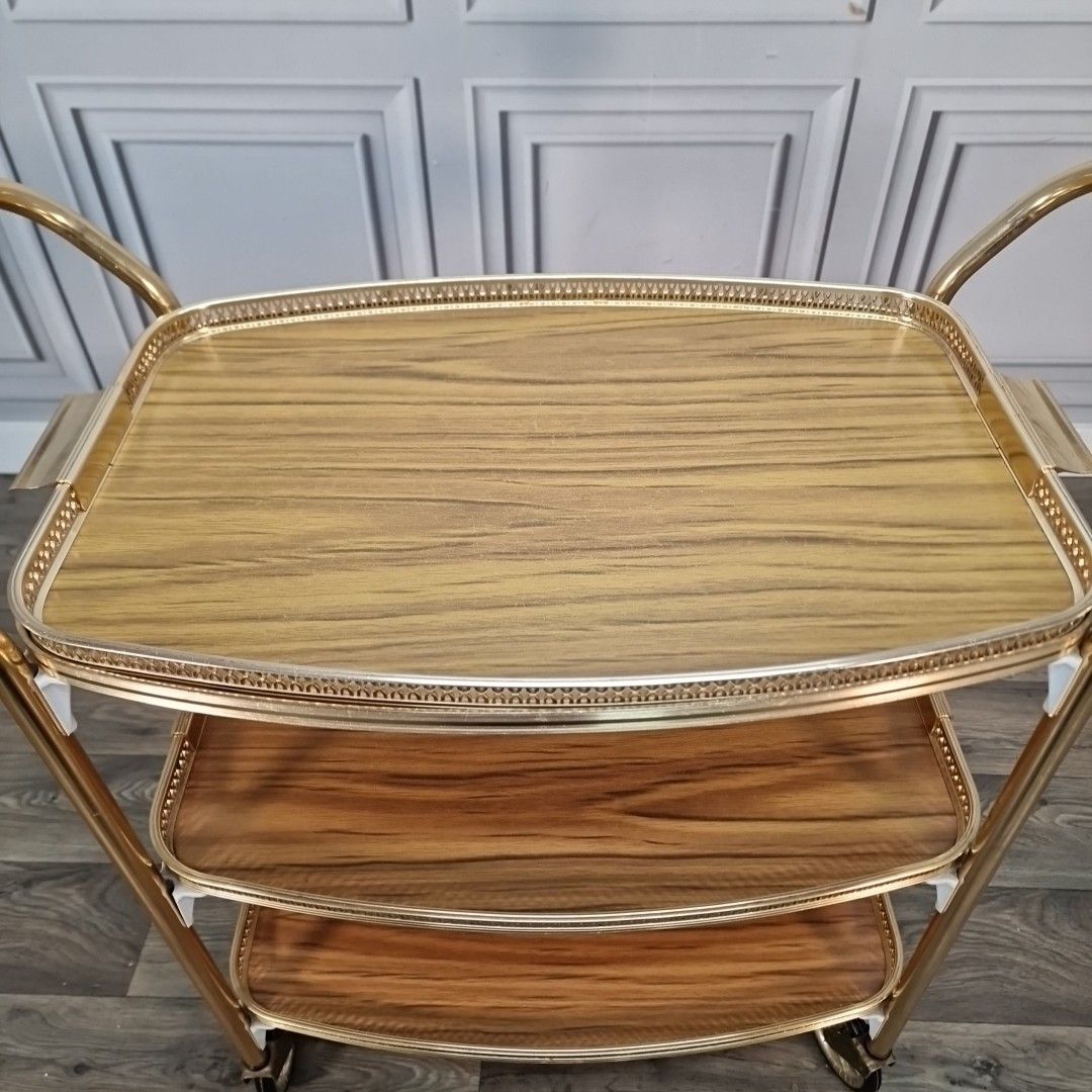 Vintage Drinks Tea Trolley Bar Cocktail Cart Retro Hollywood Regency Mcm photo Furniture