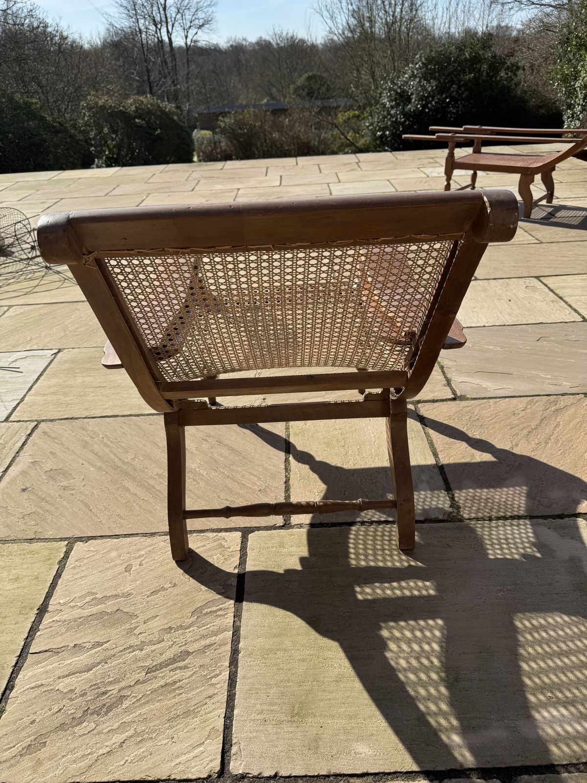 Late 19th / Early 20th Century Teak Colonial Planters Chair With Rattan Caning photo 750.0