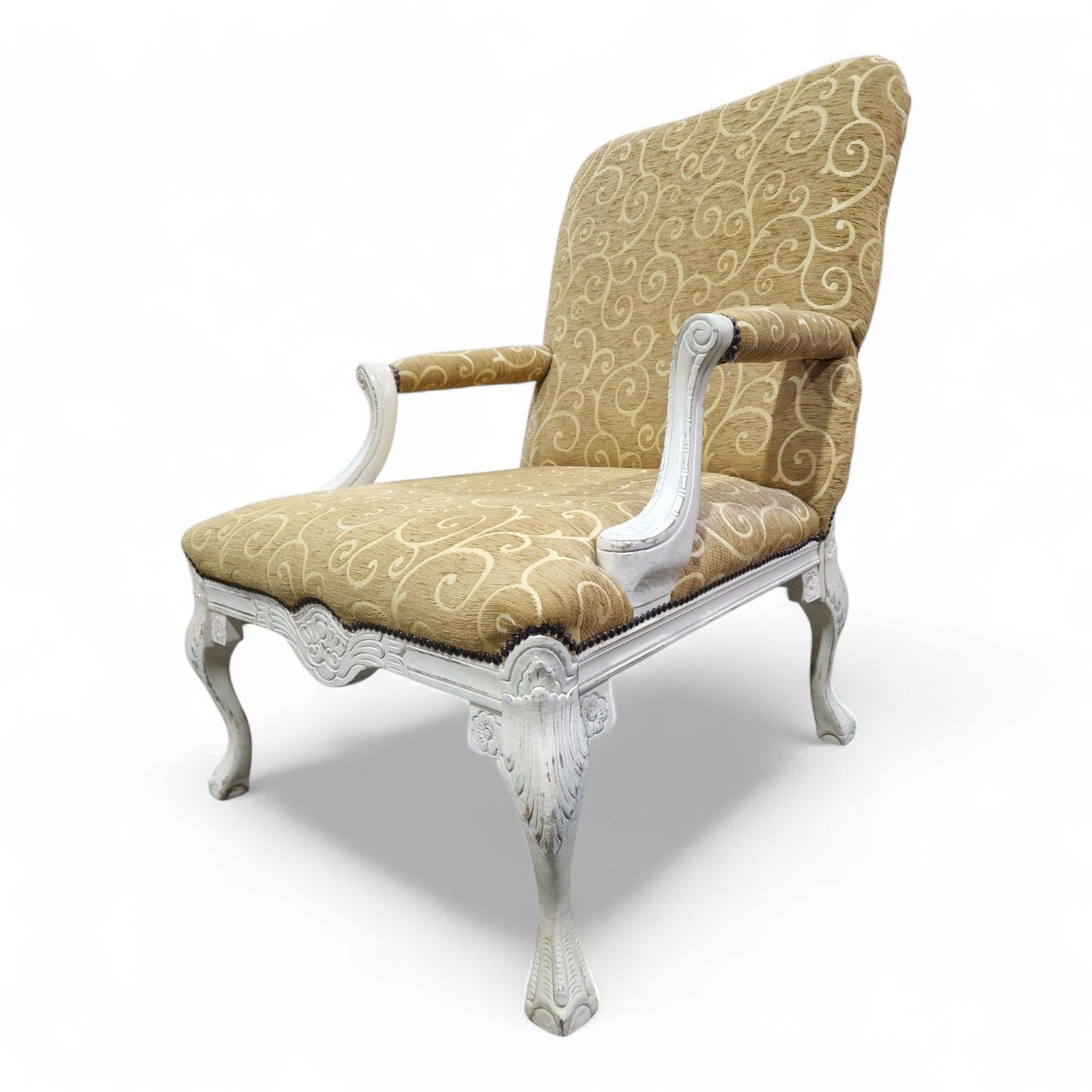 Antique Style Carved Armchair Library Reading Chair Claw And Ball Feet photo furniture