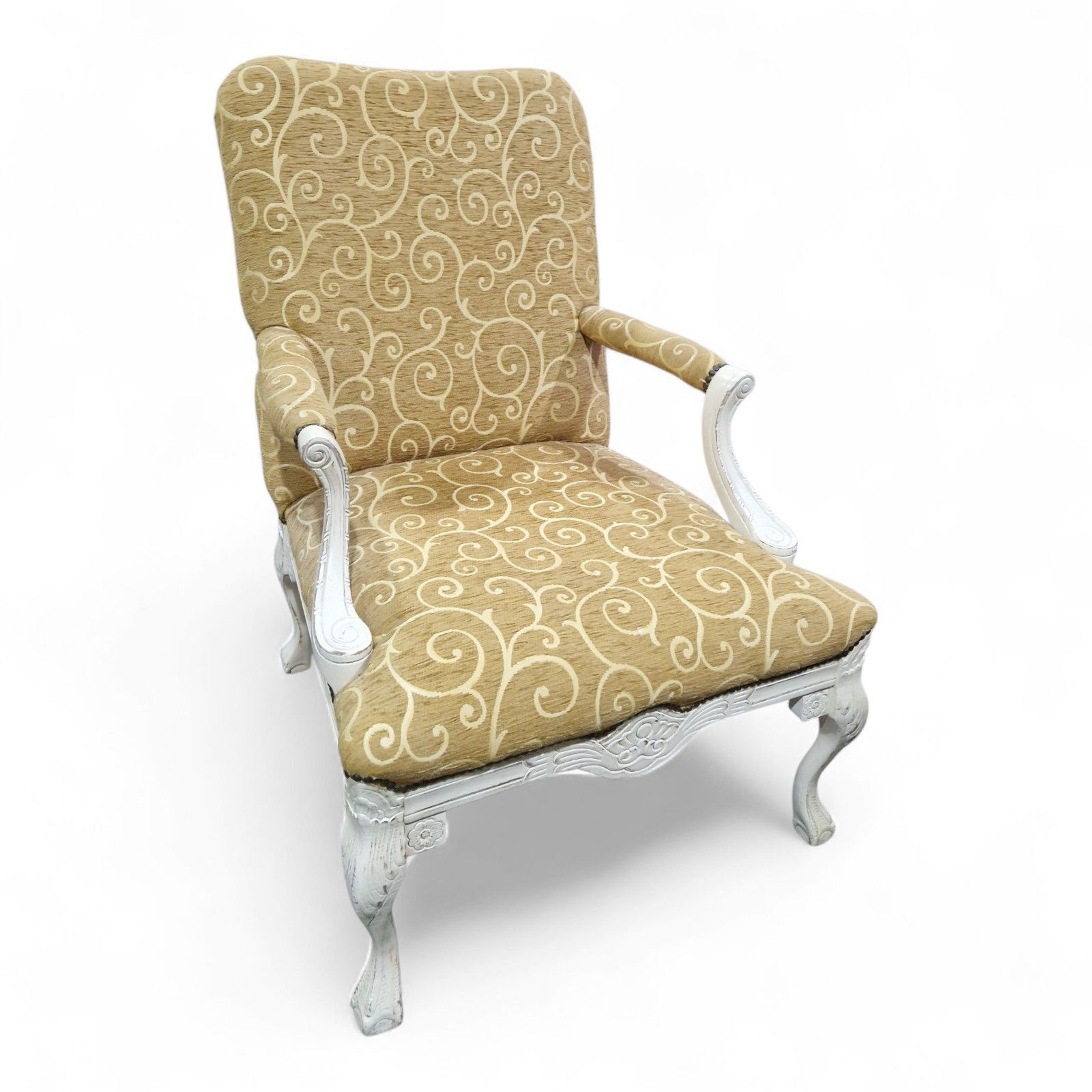 Antique Style Carved Armchair Library Reading Chair Claw And Ball Feet photo for sale
