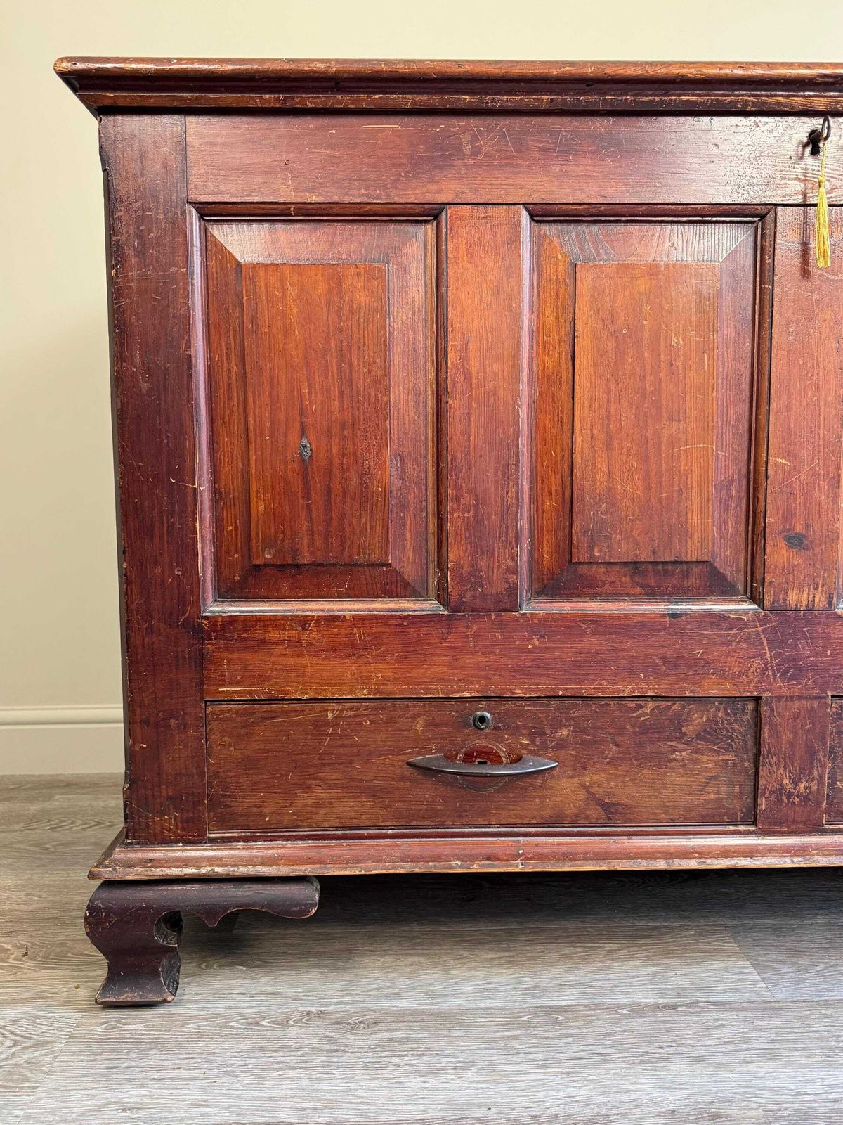 Extra Large 19th Century Antique Oak Dark Wood Blanket Box Chest Coffer With Key Rustic Farmhouse photo 495.0