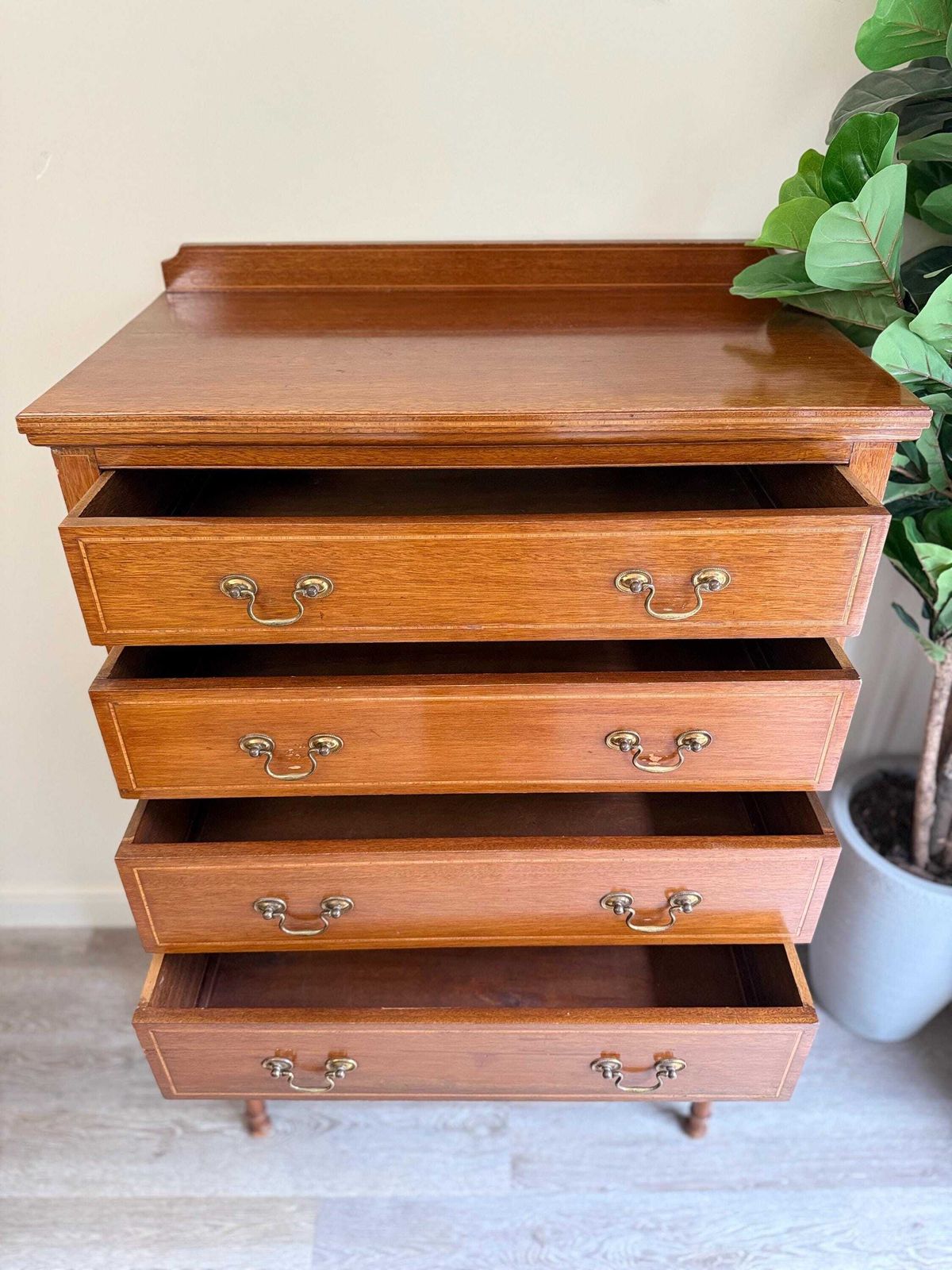 Vintage 1920s Linen Chest Of Drawers: Mid Century Bedroom Storage Cabinet photo for sale