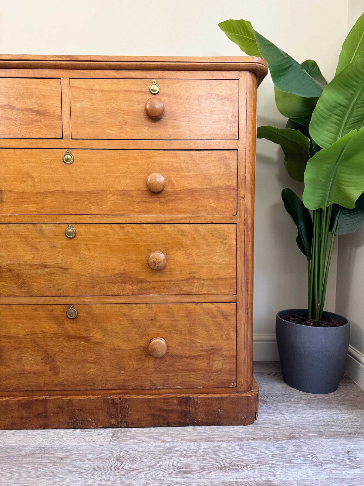 Antique Chest Of Drawers Solid Wood Vintage Furniture Satinwood Blonde photo Furniture