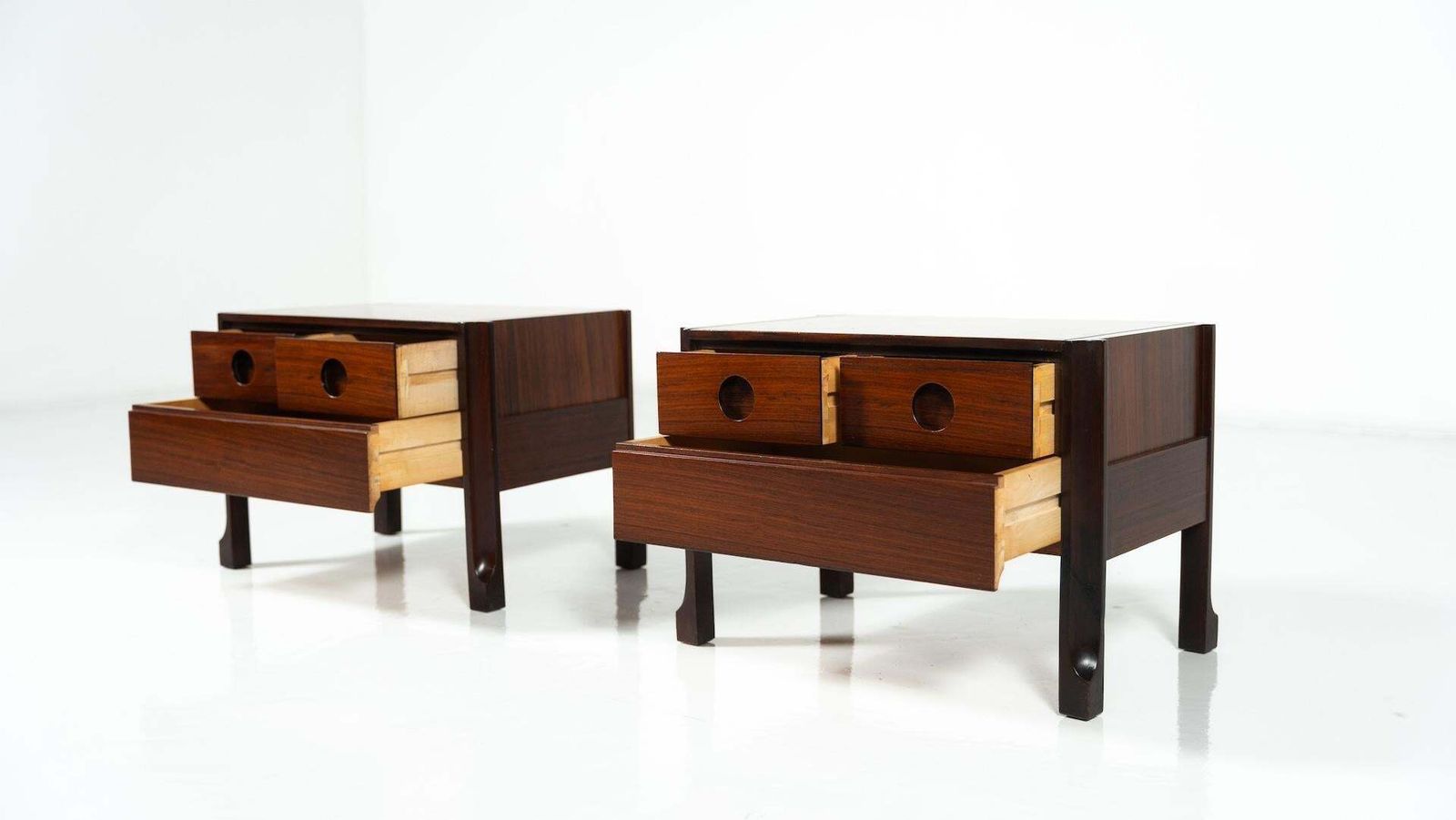 Pair Of Wooden Nightstands Italy 1960s photo buy