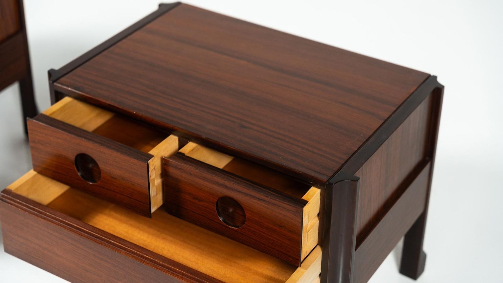 photo furniture Pair Of Wooden Nightstands Italy 1960s