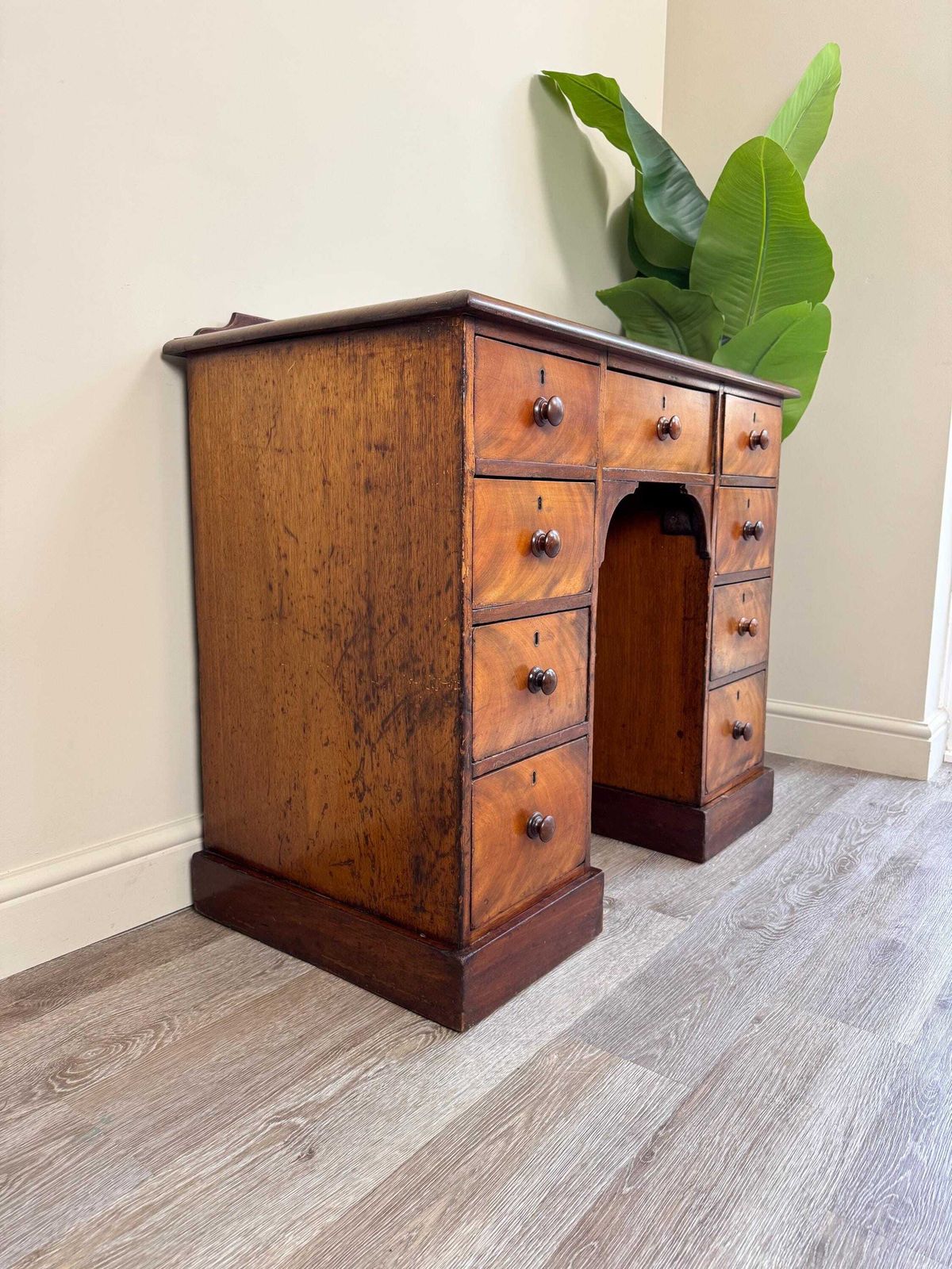 Antique Mahogany Kneehole Desk With Leather Top   Traditional Office photo for sale
