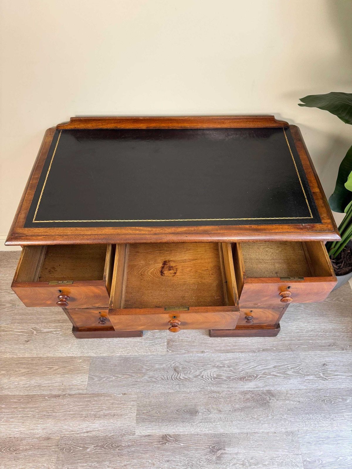 Antique Mahogany Kneehole Desk With Leather Top   Traditional Office photo buy