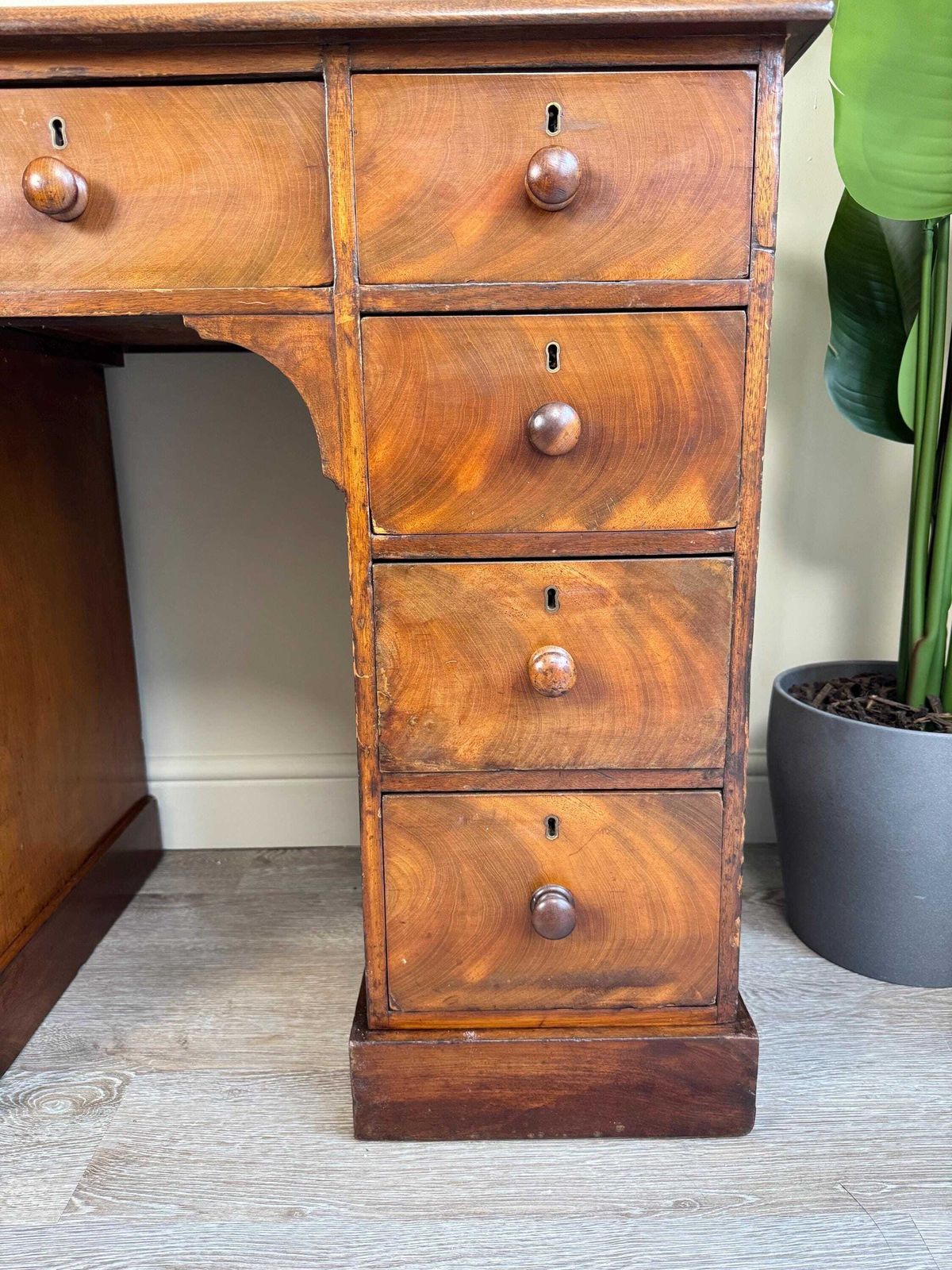 Furniture Antique Mahogany Kneehole Desk With Leather Top   Traditional Office photo