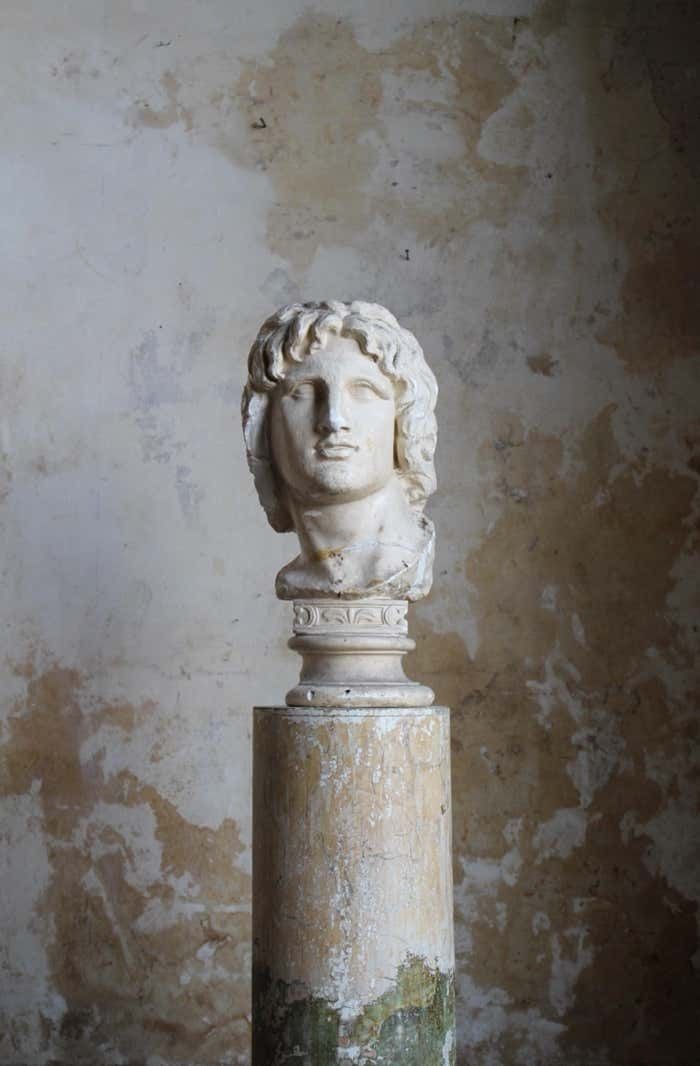 19th C Plaster Bust Of Alexander The Great And Plinth Domenico Brucciani photo for sale