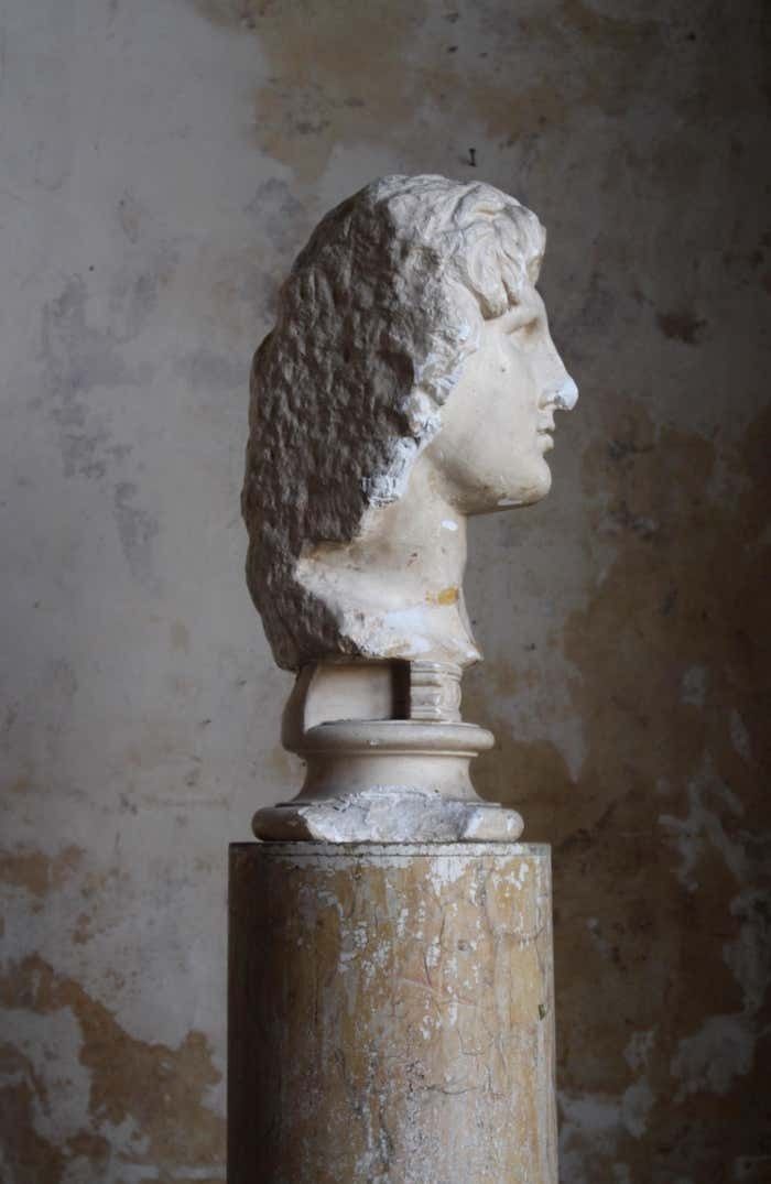 19th C Plaster Bust Of Alexander The Great And Plinth Domenico Brucciani photo vintage