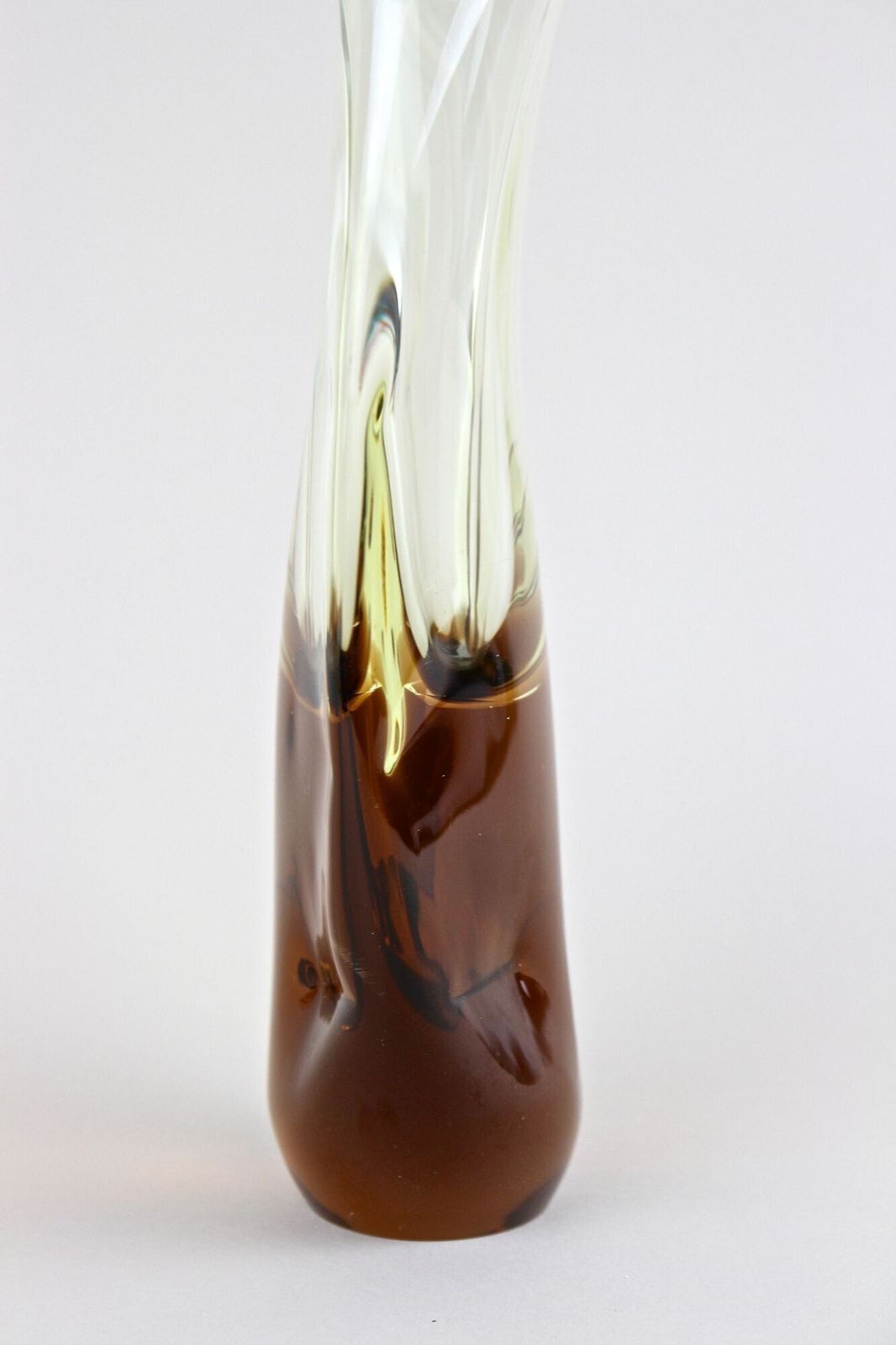 455.0 20th Century Murano Glass Vase   Amber/ Brown, Italy Ca. 1960 photo