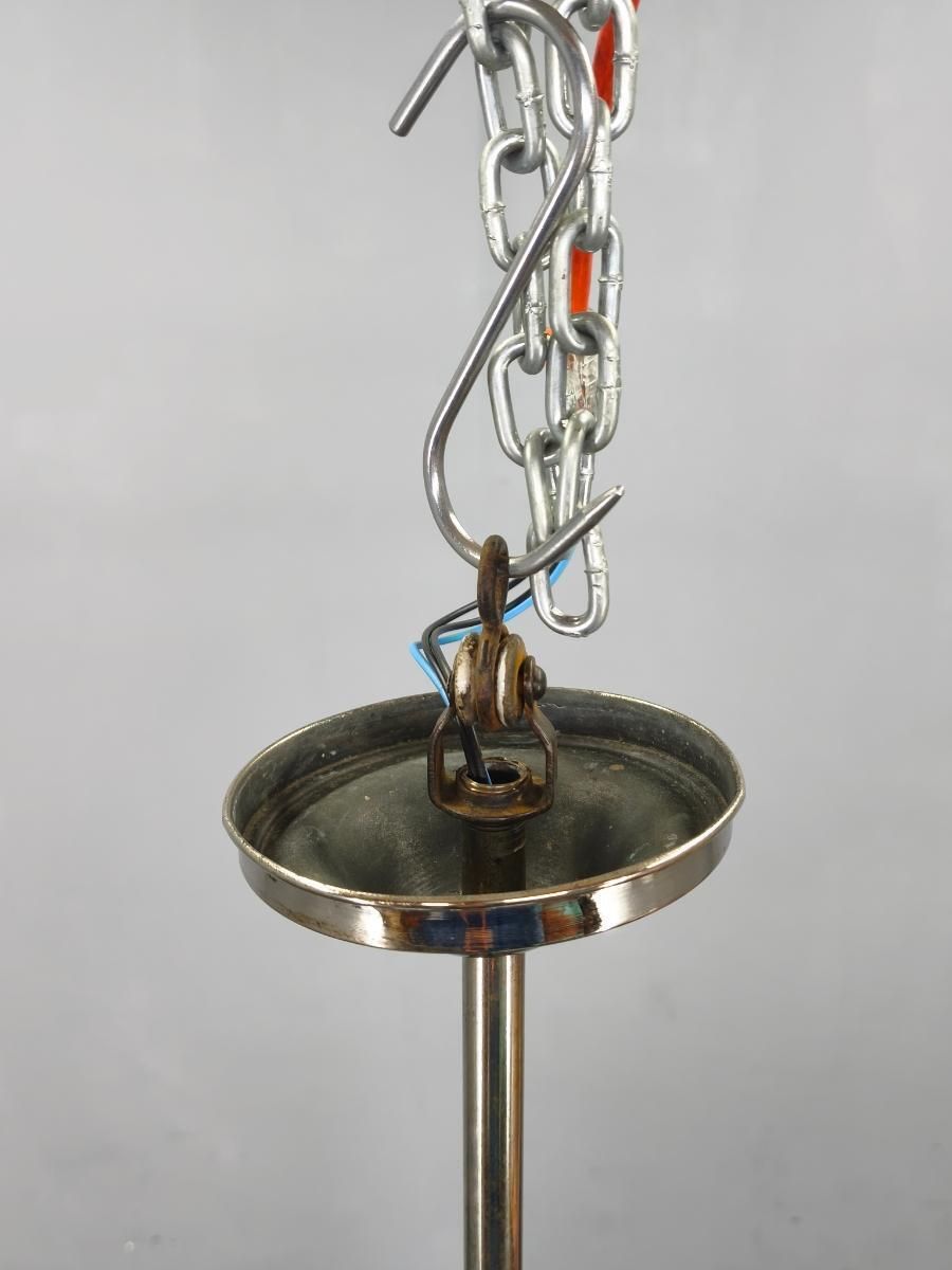 Lighting Art Deco Nickel And Glass Chandelier, 1930s photo
