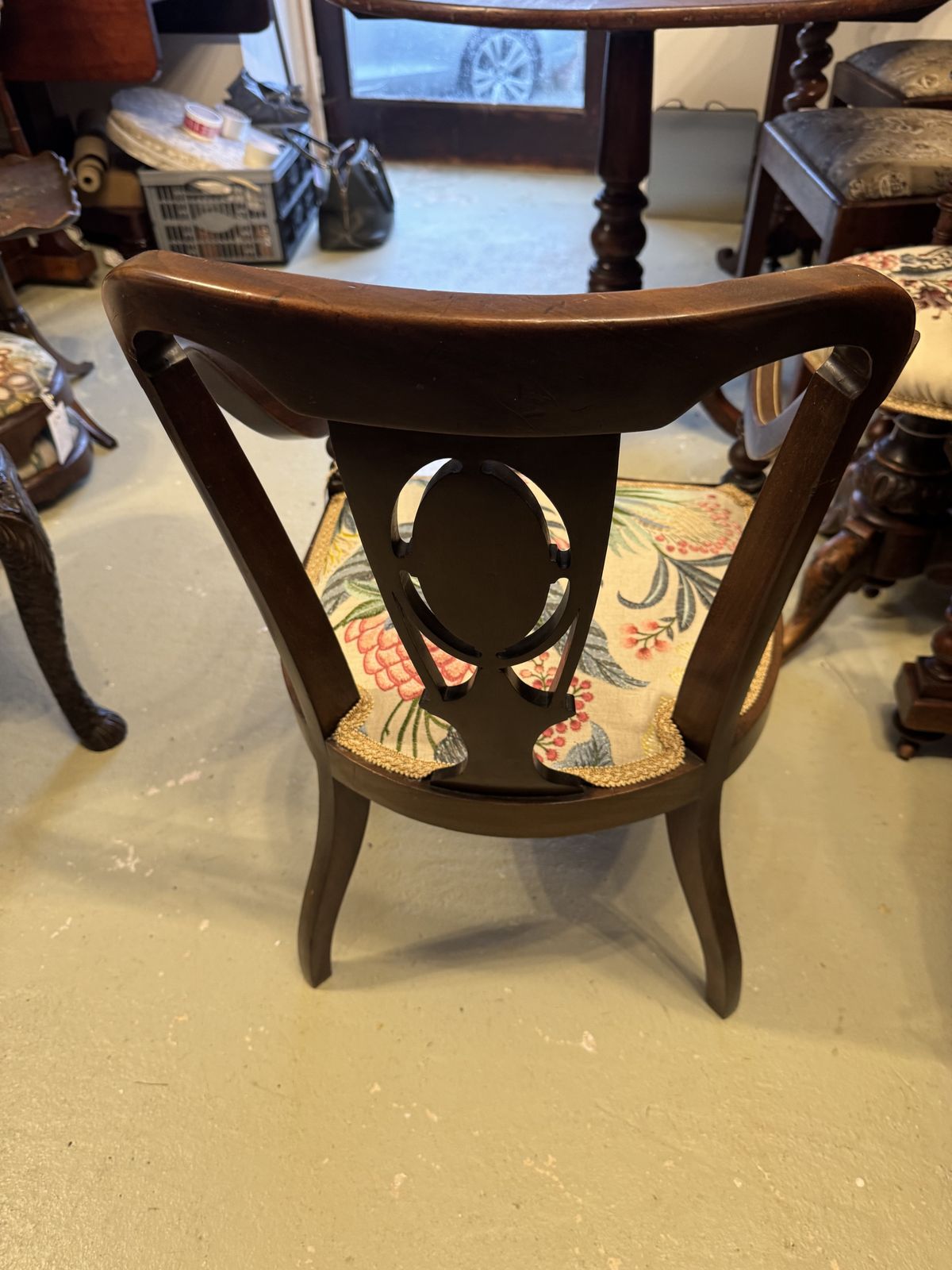 Antique Edwardian Inlaid Side Chair With Designer Fabric photo vinterior