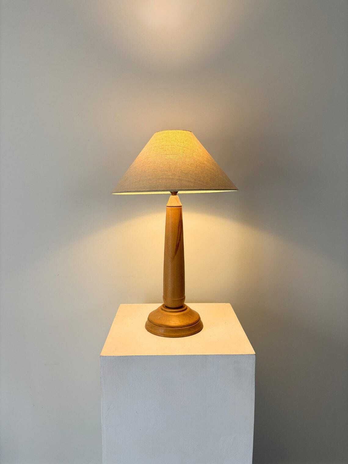 Minimalist Turned Wood Lamp Mid Century Rewired And Pat Tested photo 490.0