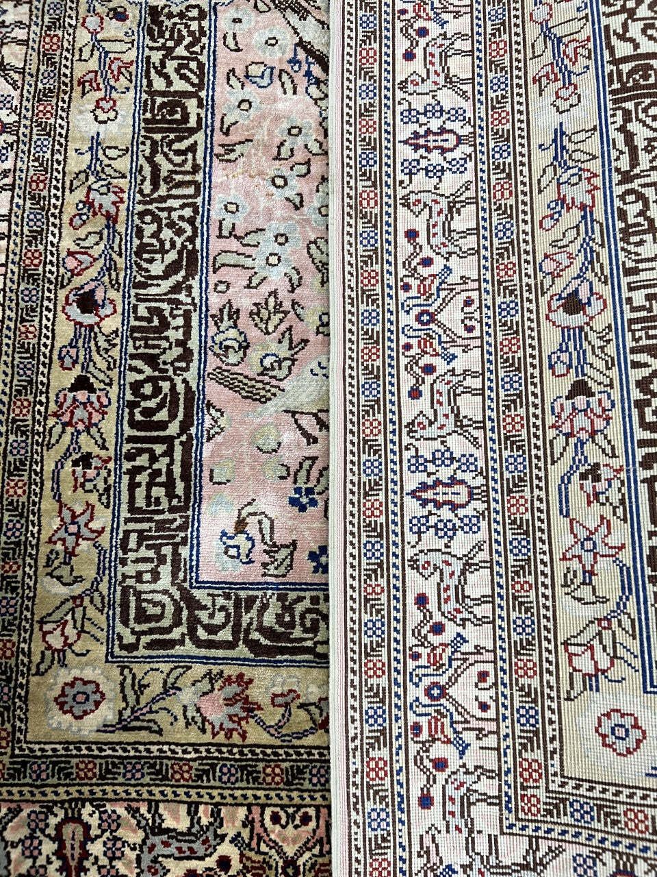 Vintage Light Pink Kaisary Silk Rug, 111 × 73 Cm (Circa 1940s) photo vintage