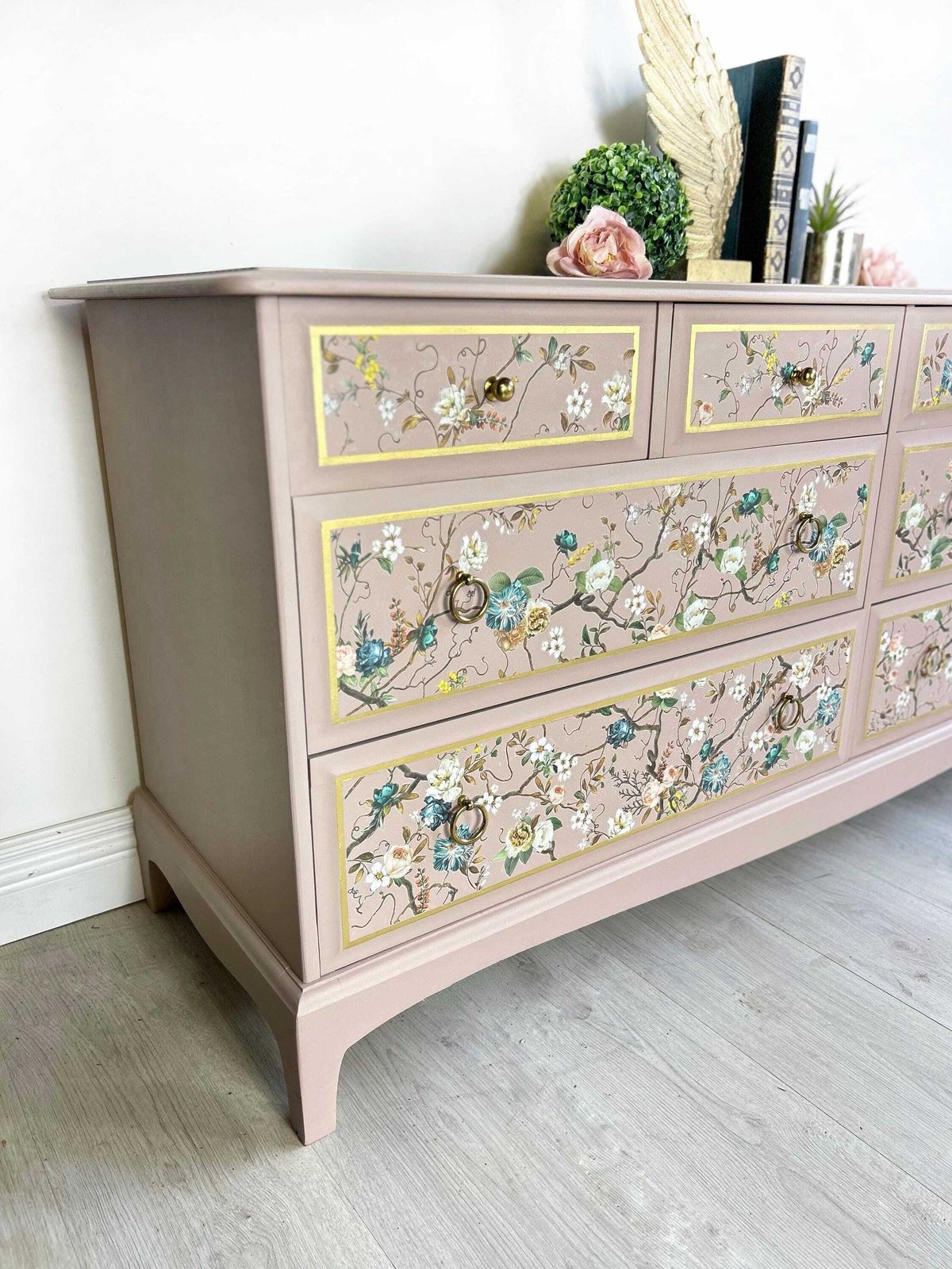 photo furniture Pink And Gold Pretty Stag Captains Chest