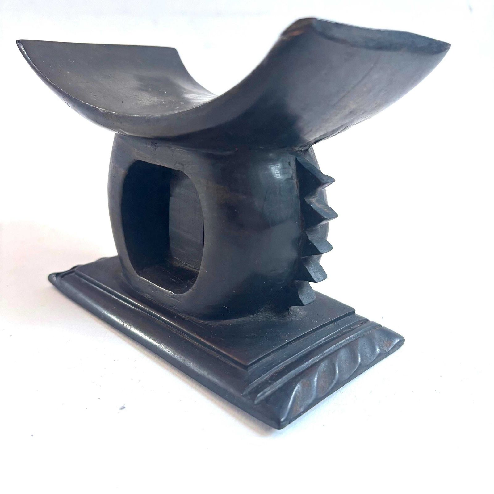 Rare Mid Century Hand Carved Ashanti Polished Hardwood Headrest – African Tribal Masterpiece 1930 photo buy