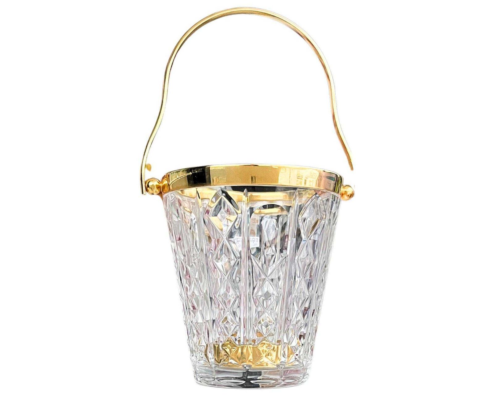 Val Saint Lambert Ijsemmer | Messing & Geslepen Kristal | Gesigneerd Belgisch Barware